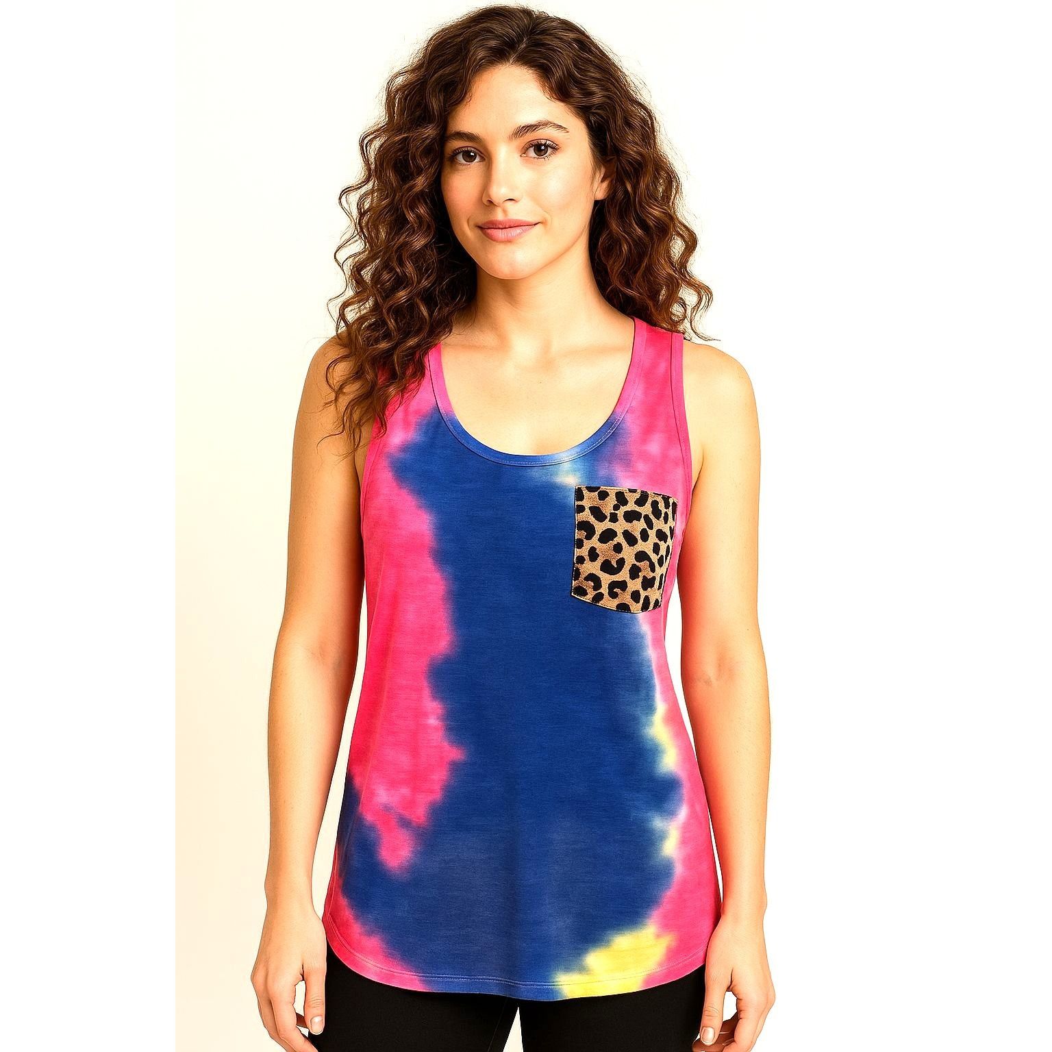 Other CCC Colorful Tie Dye Tank Top Leopard Print Chest Pocket Sle Size S / US 4 / IT 40 - 9 Thumbnail