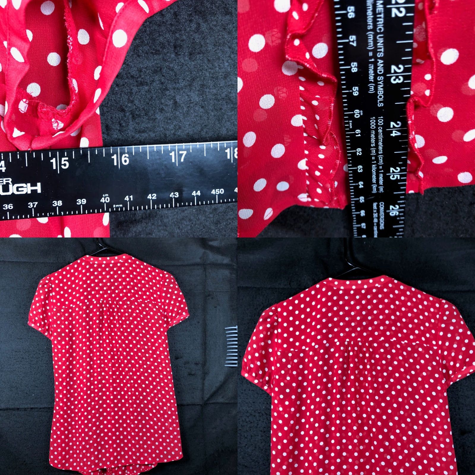 Loft Ann Taylor Loft Blouse Womens Red White Dotted Short Sleeve Sheer Button Down 4 Size S / US 4 / IT 40 - 8 Thumbnail
