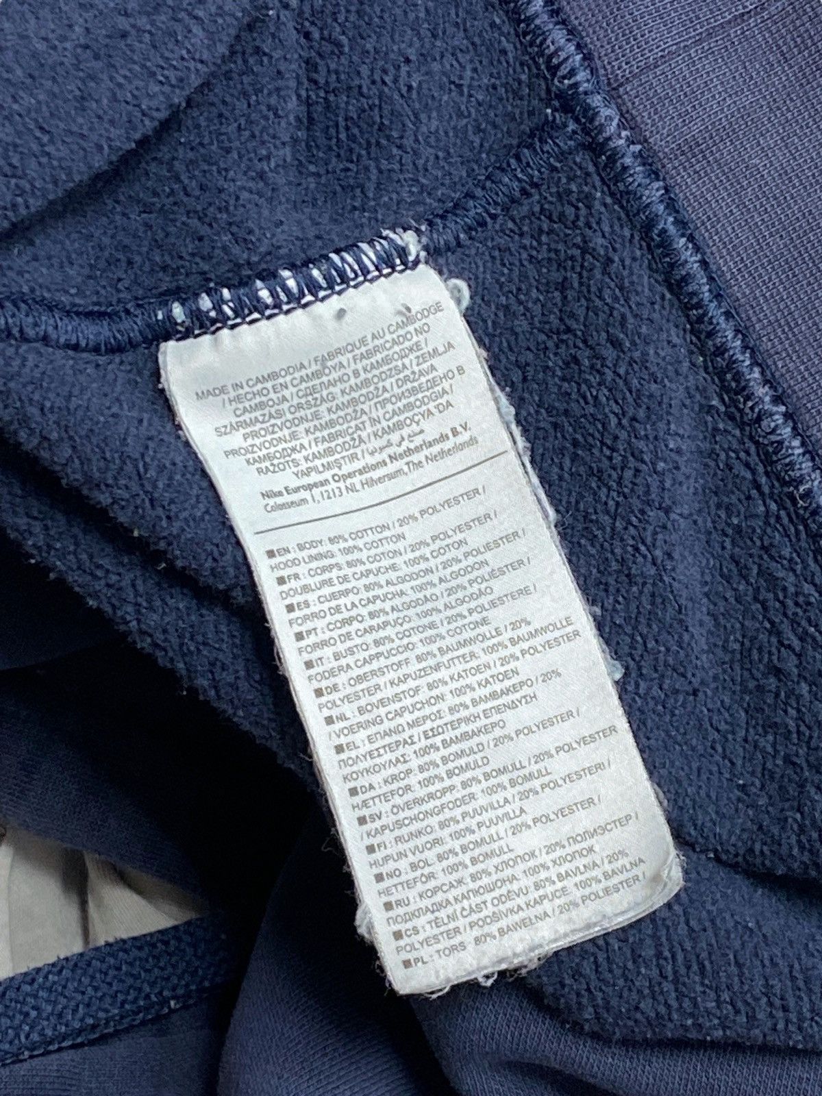 Nike Vintage NIKE Navy Distressed Hoodie Big Logo Size US L / EU 52-54 / 3 - 4 Thumbnail