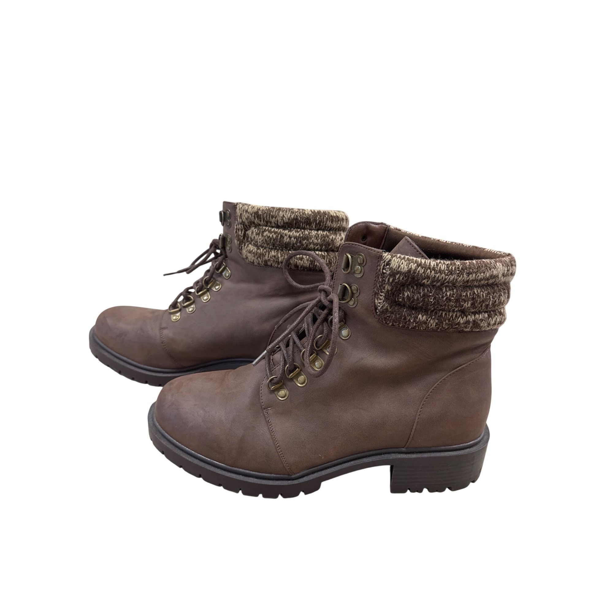 Torrid Torrid Womens Brown Faux Leather Hiking Sweater Boots Size 1 Size US 10 / IT 40 - 3 Thumbnail