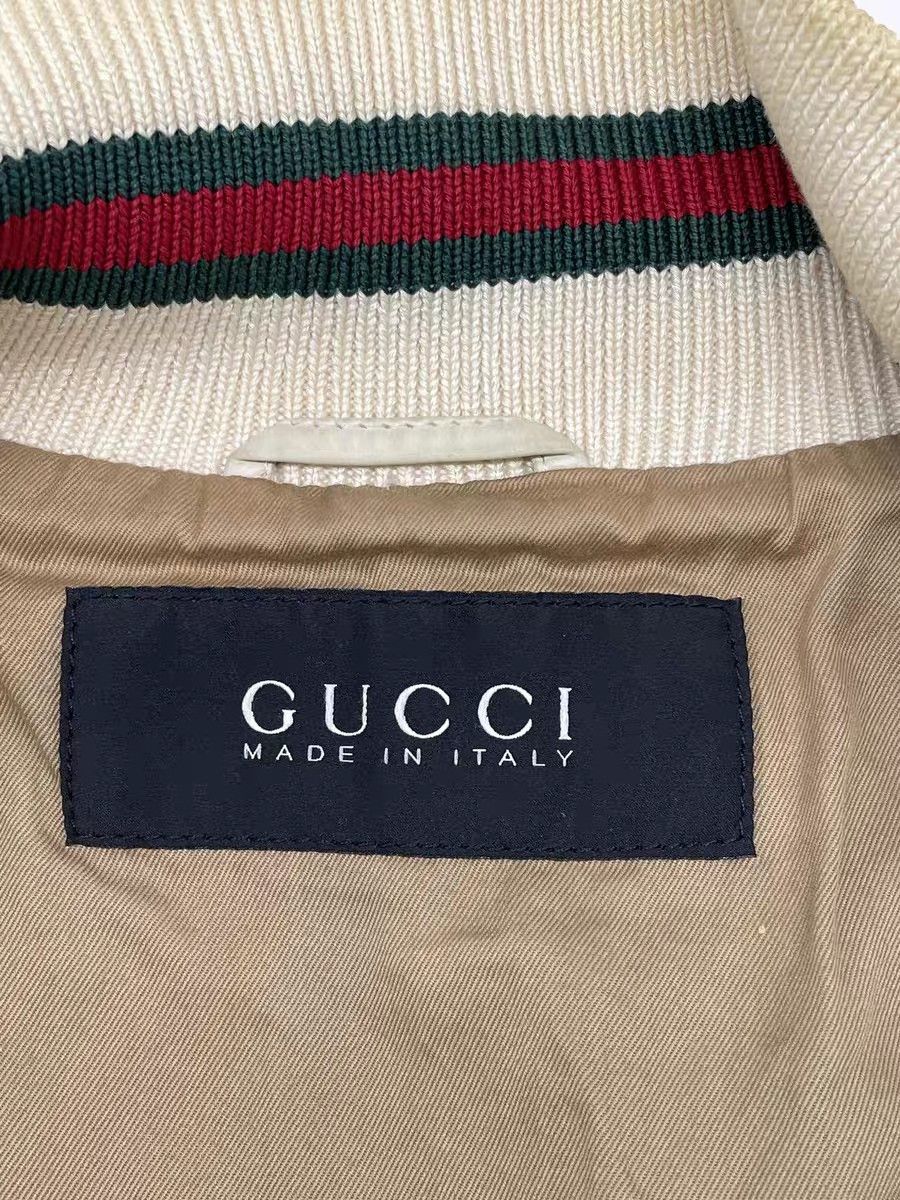 Gucci Gucci Cream Leather Bomber Jacket-2506 Size US M / EU 48-50 / 2 - 8 Thumbnail
