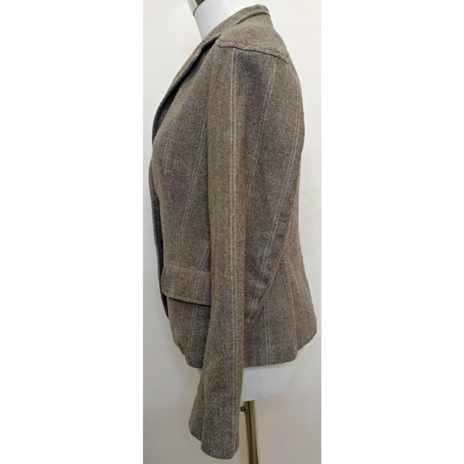 Luciano Barbera Luciano Barbera Blazer Women 42 Herring Bone Gray 100% Wool Size M / US 6-8 / IT 42-44 - 4 Thumbnail