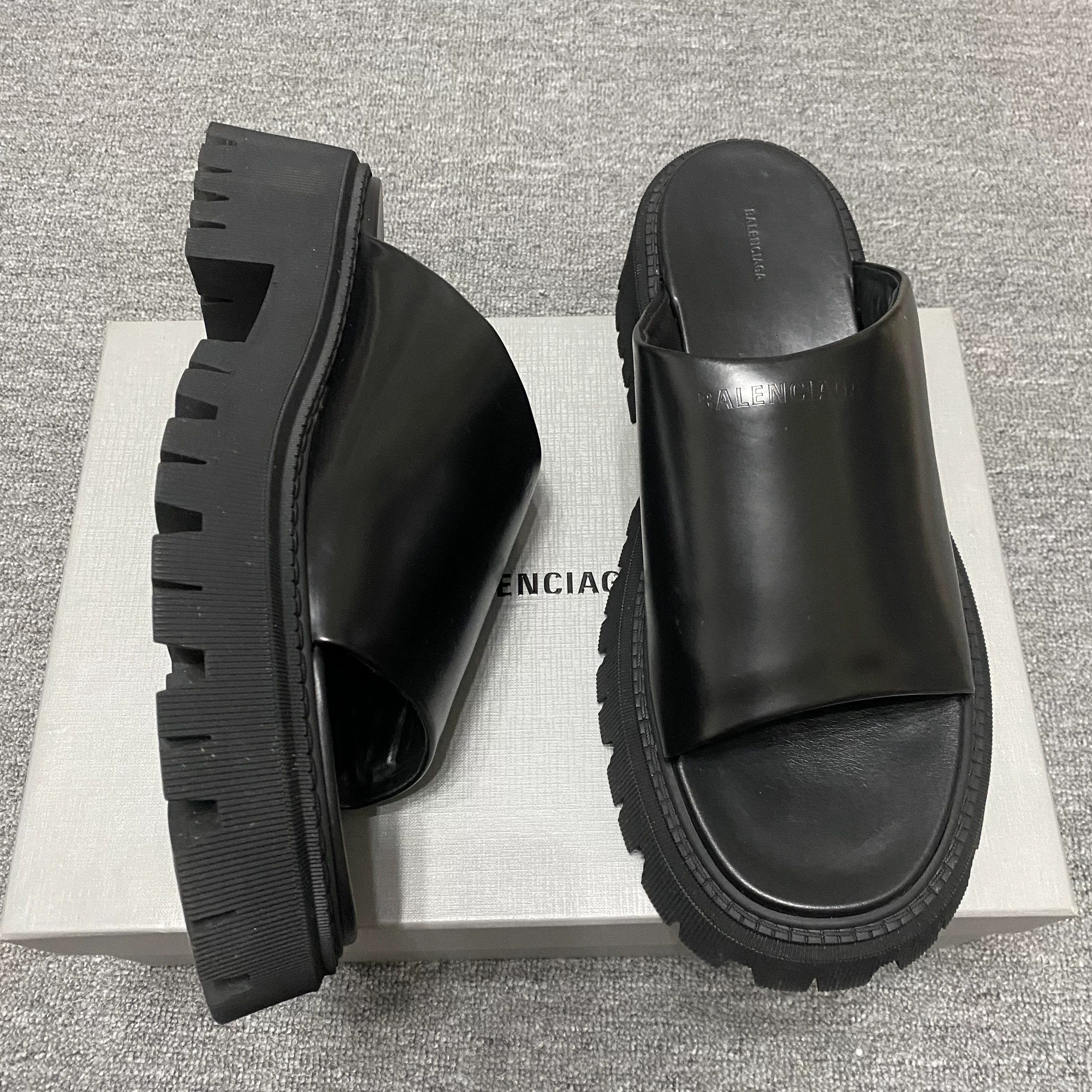 Balenciaga Balenciaga Tractor Leather Thick-Sole Derby Slides Size US 11 / EU 44 - 1 Thumbnail