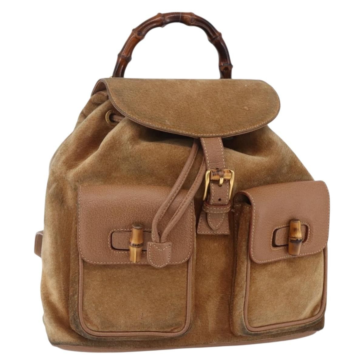 GUCCI Bamboo Backpack Leather Brown Gold 003 1705 0030 Auth th6241 GUCCI Bamboo Backpack Enamel Gold 003 1705 0030 Auth BA4926  main image 2