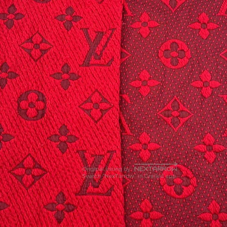 Other Louis Vuitton Red logo jacquard full print wool fringe sca Size ONE SIZE - 7 Thumbnail