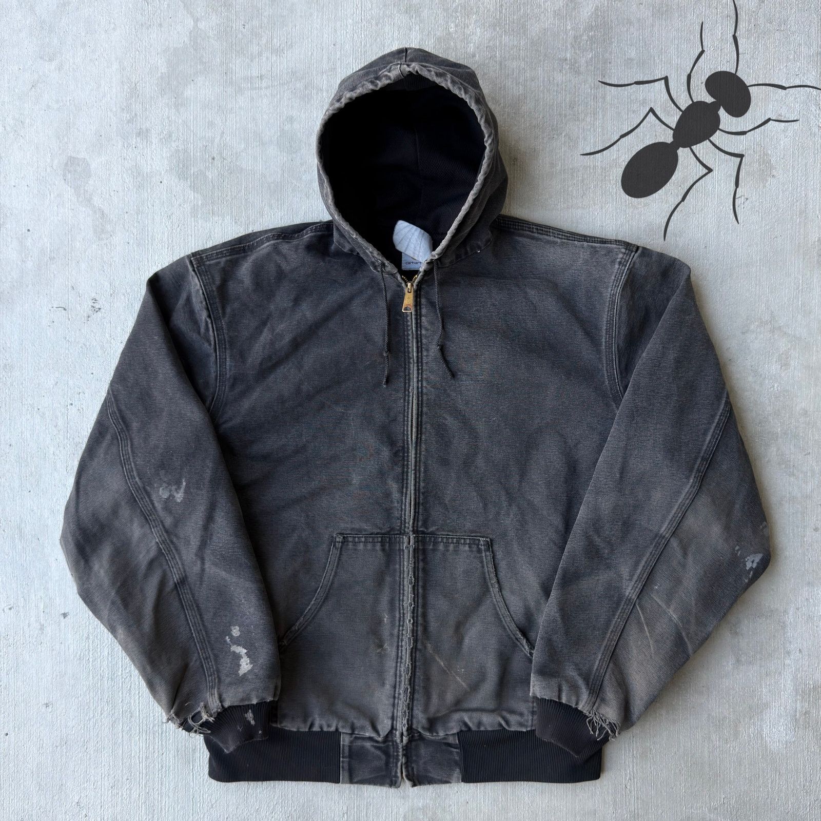 Carhartt × Vintage Carhartt faded black active hooded work wear jacket Size US XXL / EU 58 / 5 - 1 Thumbnail