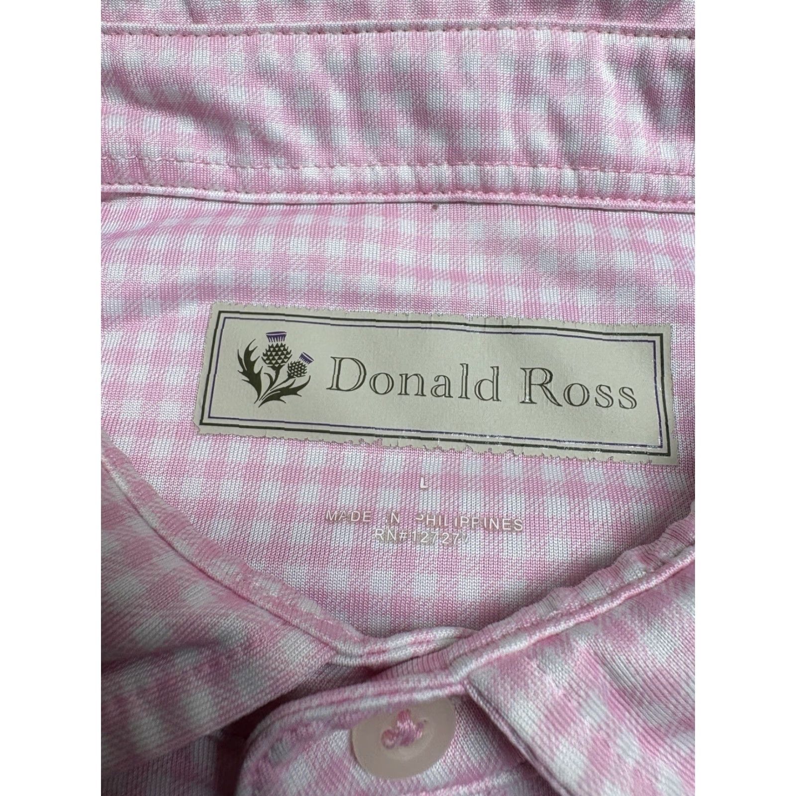 Vintage Donald Ross Polo Shirt Mens Large Pink Gingham Check Performance Golf Shirt Size US L / EU 52-54 / 3 - 2 Thumbnail