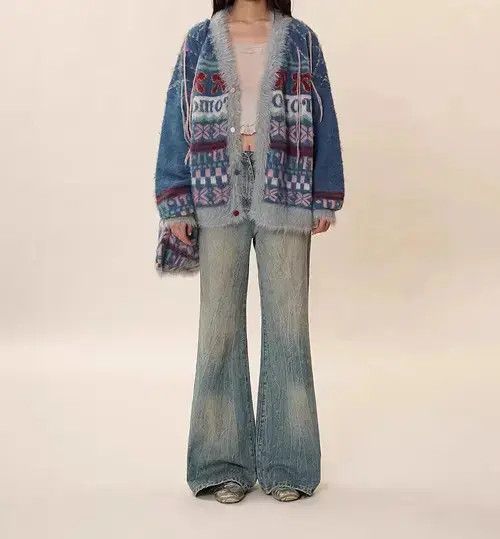 Japanese Brand × Vintage Vintage bow jacquard knitted cardigan sweater Size M / US 6-8 / IT 42-44 - 3 Thumbnail