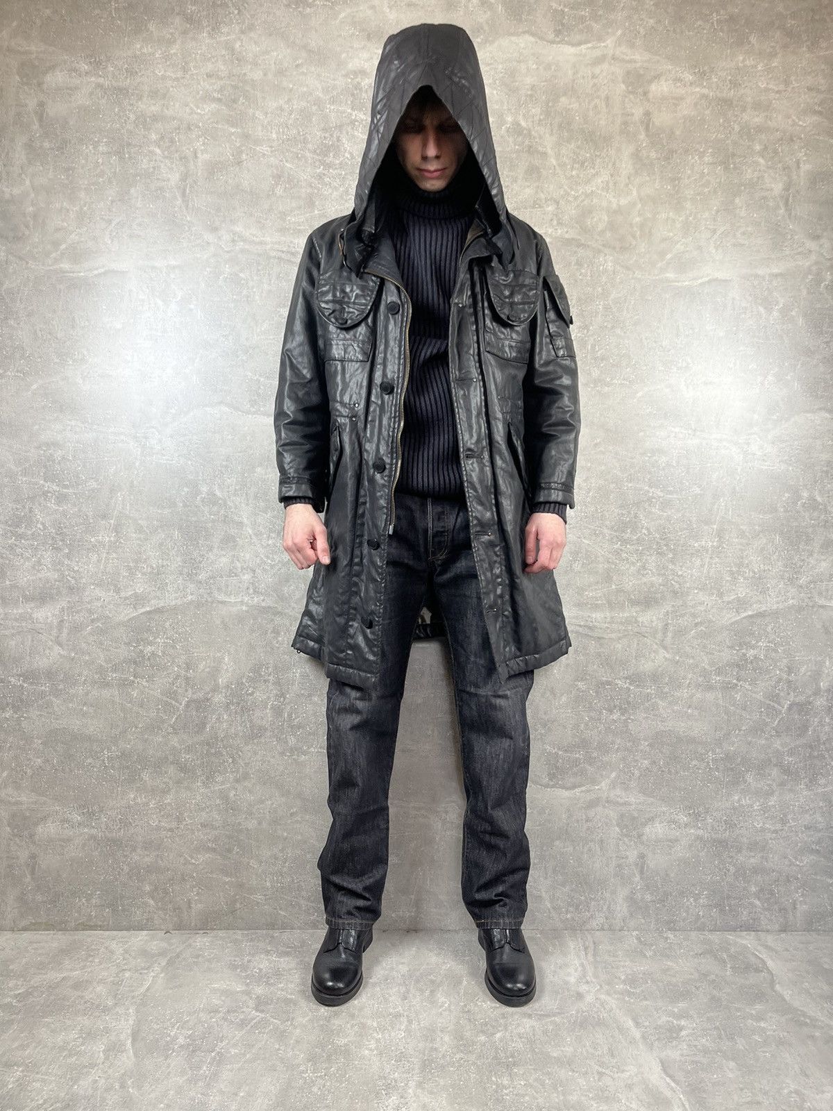 Messagerie Messagerie Black Opium Avant Garde Rubberized Waterprof Coat Size US M / EU 48-50 / 2 - 1 Thumbnail