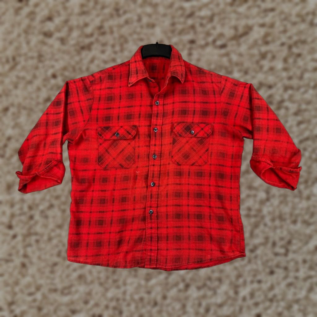 Vintage VINTAGE Flannel Shirt Womens Extra Large Red Plaid Button-Up Pockets Cotton XL Red Plaid Mens Womens? Size XL / US 12-14 / IT 48-50 - 1 Thumbnail