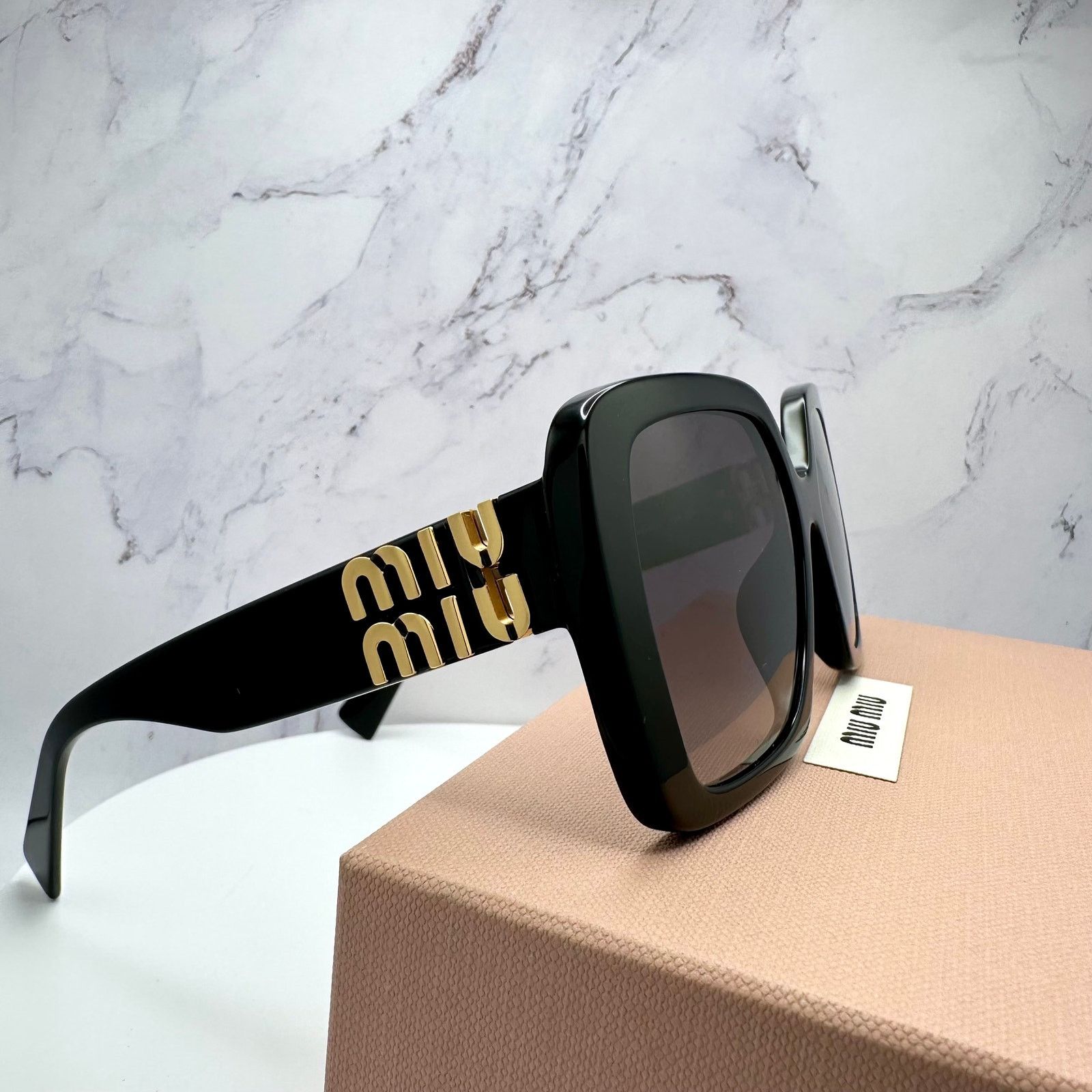 Miu Miu New MIU MIU Sunglasses Black Square Gold Full Rim 56 MIU MIU Size ONE SIZE - 11 Thumbnail