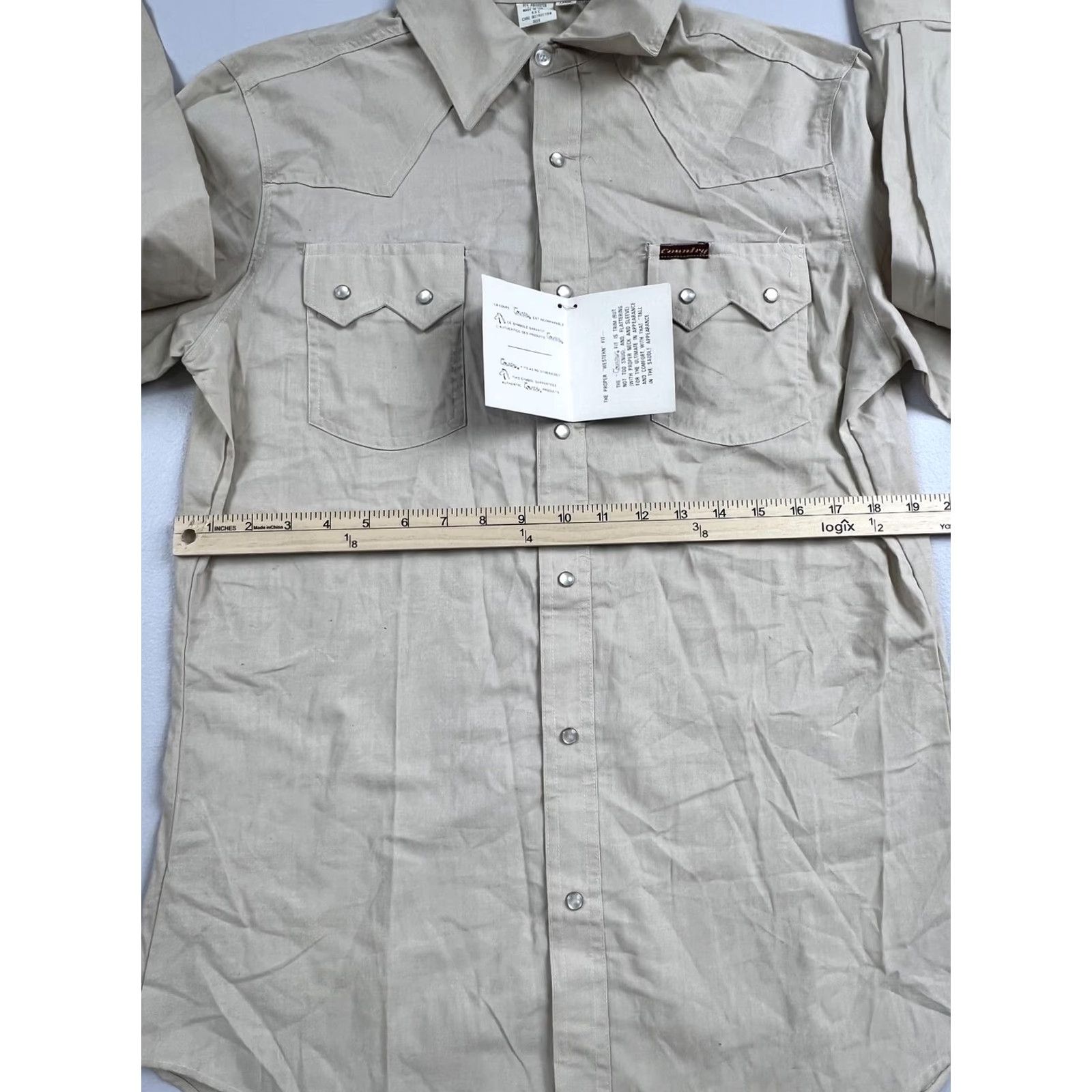 Vintage VINTAGE Country Western Shirt Mens Large Beige Solid Long Sleeve Snap Button Front Collar Tag Pockets Regular Fit Size US L / EU 52-54 / 3 - 6 Thumbnail