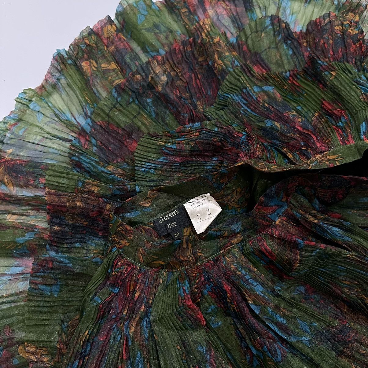 Jean Paul Gaultier JeanPaul 90s Pleated Tiered Skirt Floral Chiffon Ruffle Ski Size 30" / US 8 / IT 44 - 3 Thumbnail