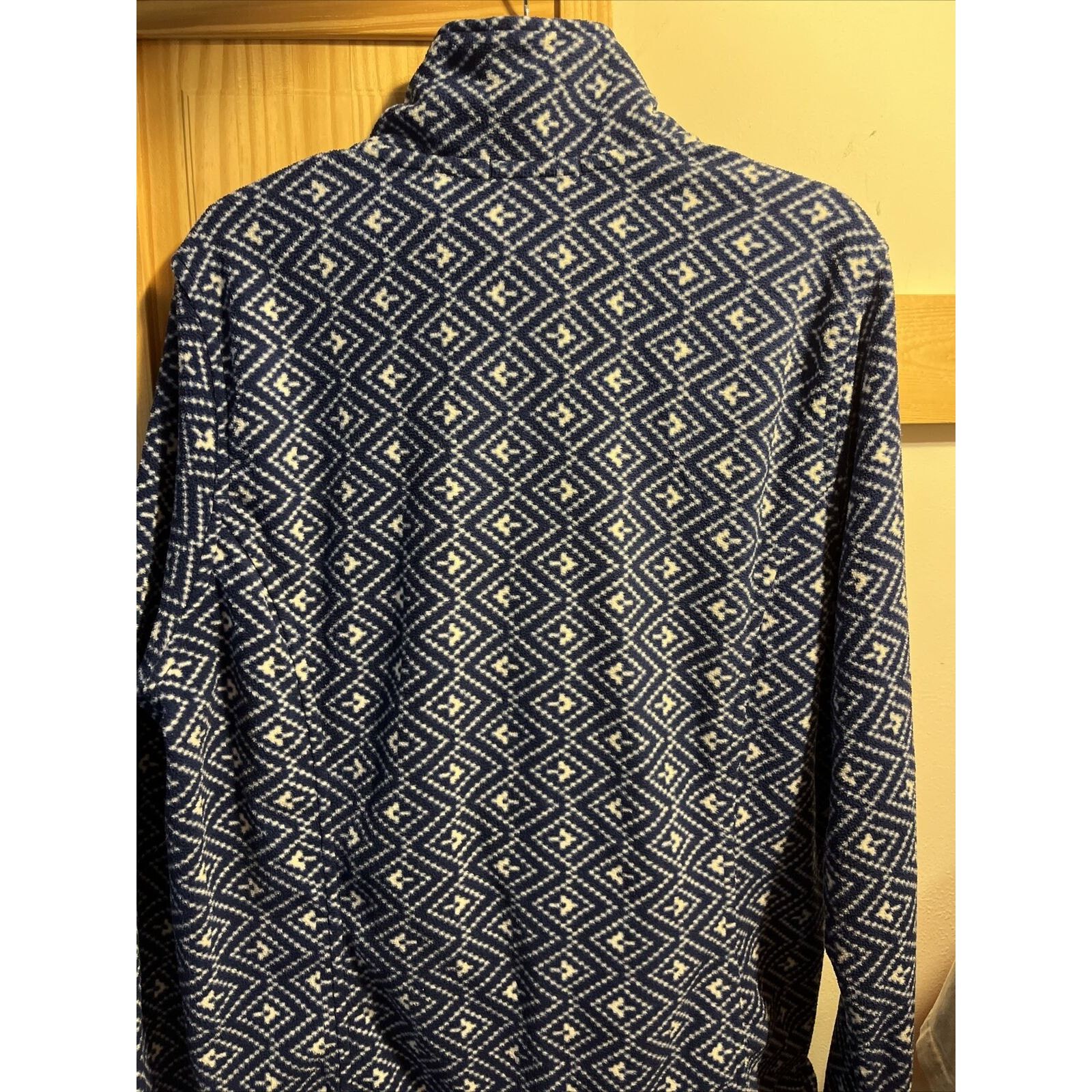 Lands' End Lands End Women M 10-12 Blue Geometric Fleece 1/4 Zip Jacket Size M / US 6-8 / IT 42-44 - 10 Thumbnail