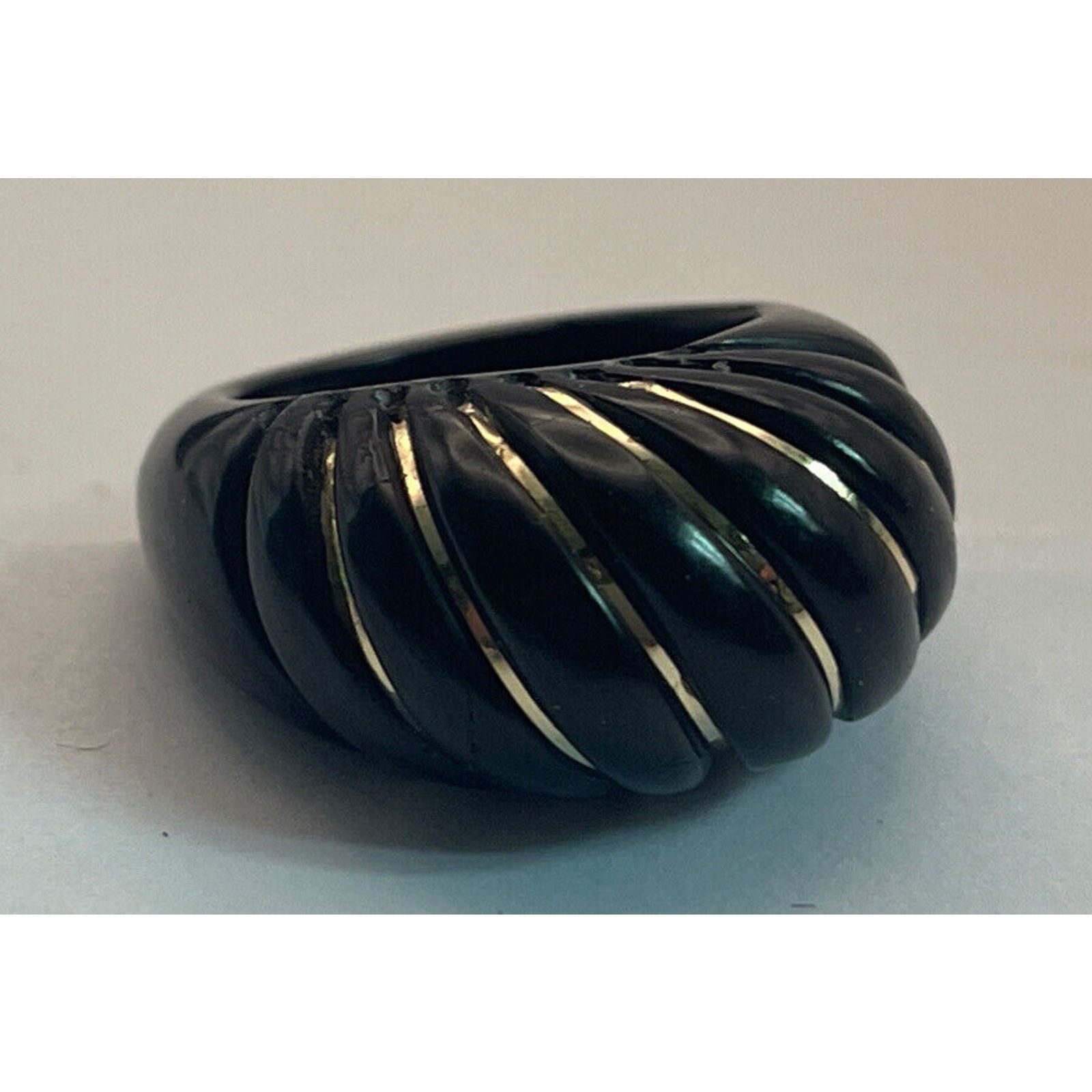 Vintage MILOR 14K YELLOW GOLD INLAY ONYX RING SIZE 5.5 BAND SHRIMP Size ONE SIZE - 5 Thumbnail