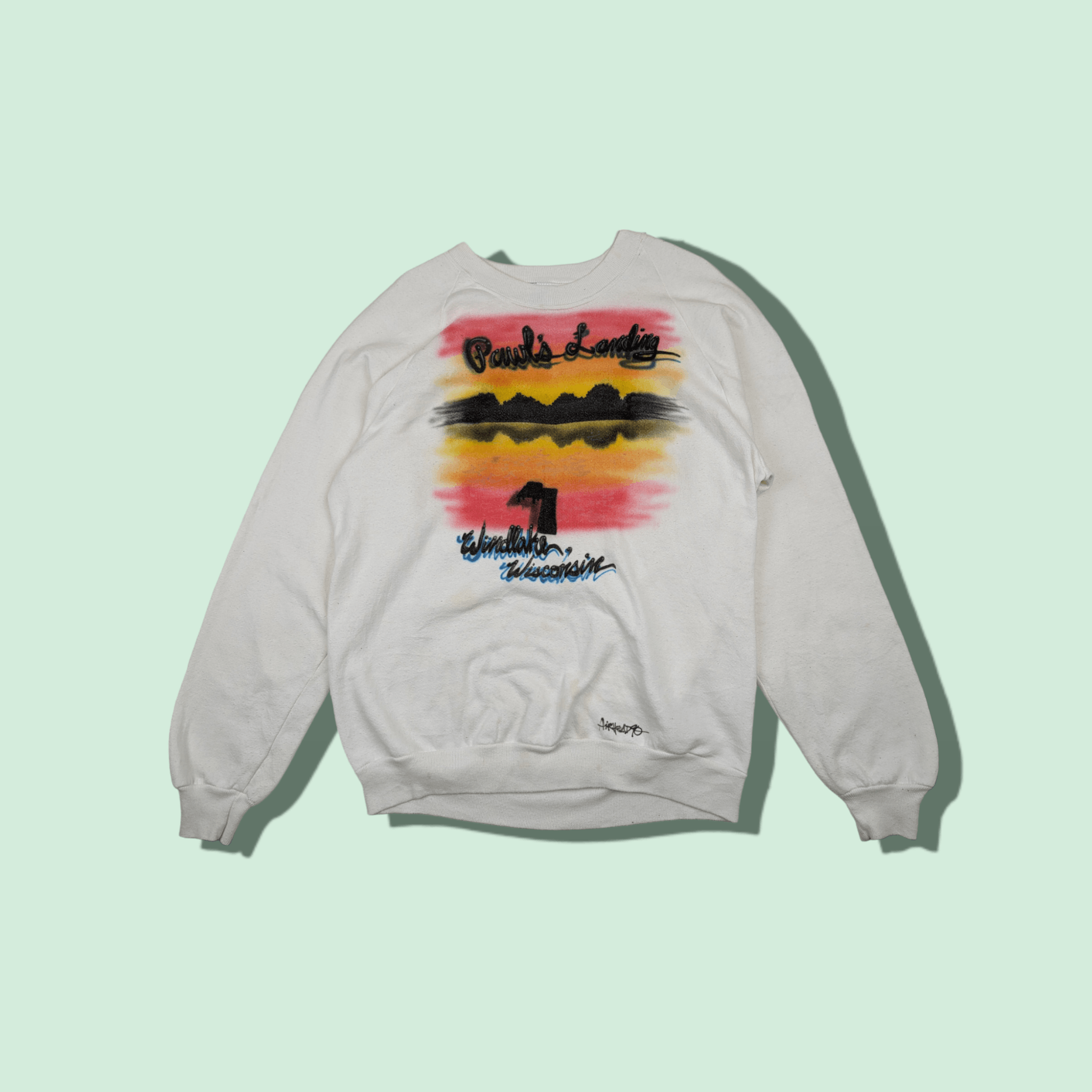 Jerzees Vintage 90's PAUL'S LANDING Restaurant Wind Lake Jumper Size US M / EU 48-50 / 2 - 1 Thumbnail