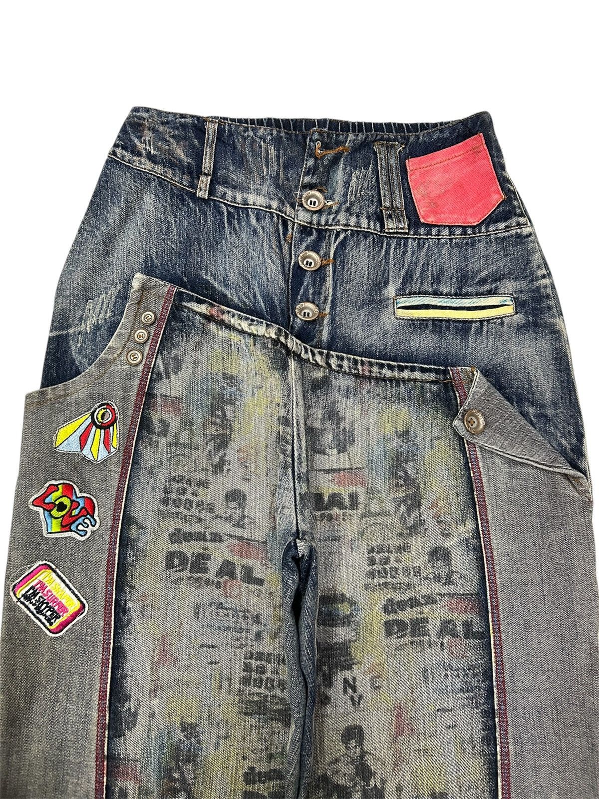Japanese Brand Vintage Y2K Japanese Sick Artwork Denim Double Layer Jeans Size US 28 / EU 44 - 2 Thumbnail