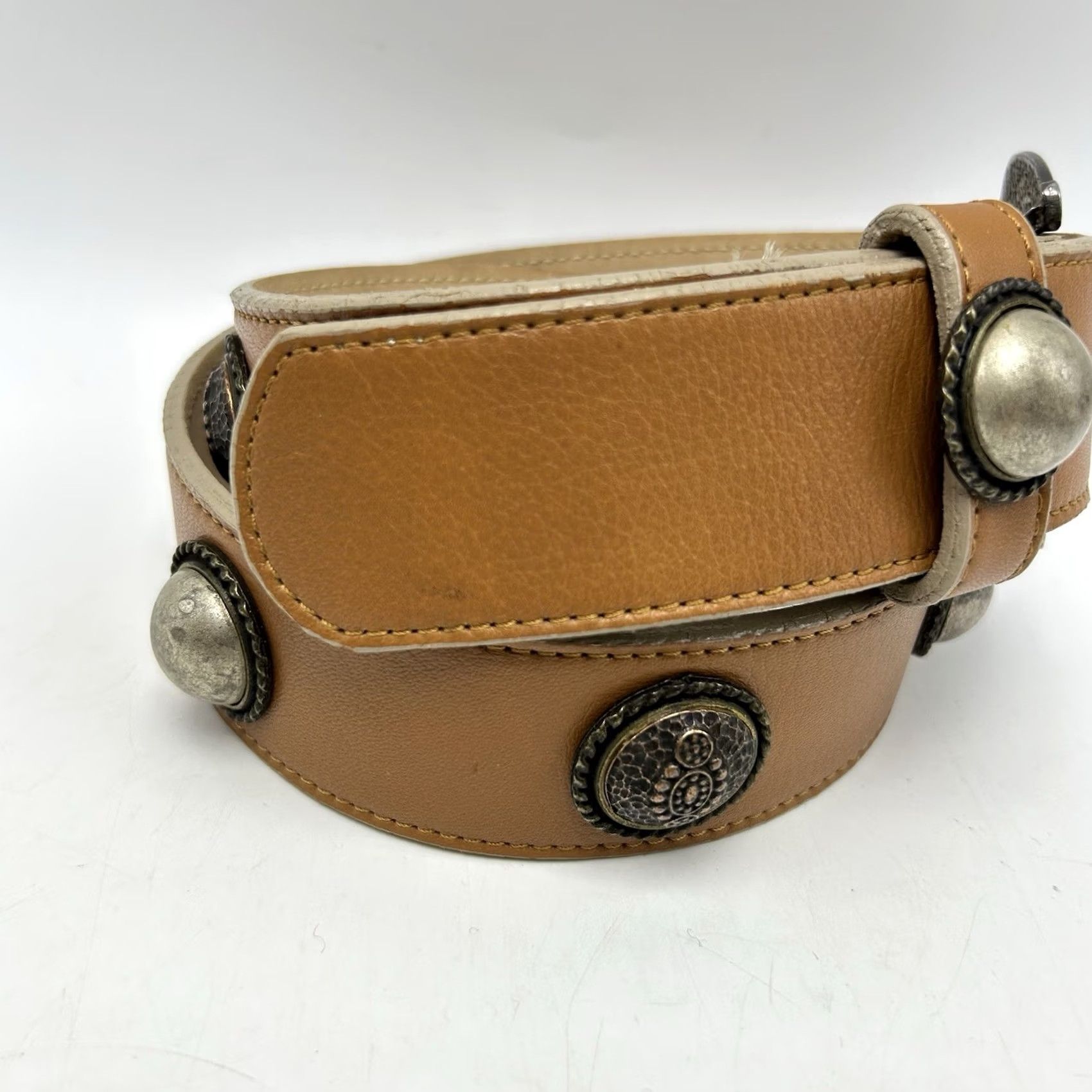 Vintage LEATHEROCK Belt Womens Small Studded Light Brown Leather 9497 Size ONE SIZE - 7 Thumbnail