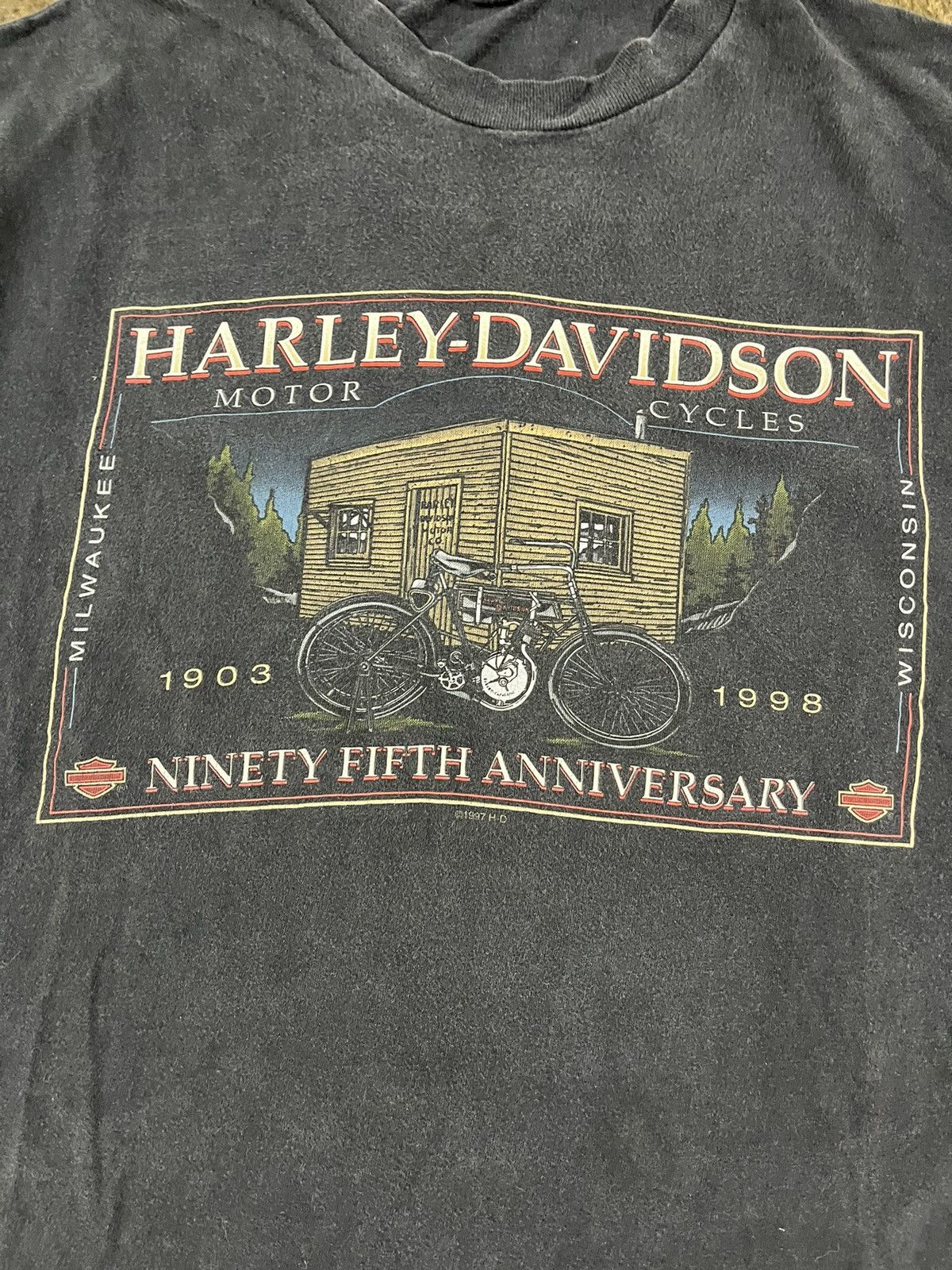 Harley Davidson × Vintage Crazy Vintage 90s Harley Davidson 95th Anniversary Faded Tee Size US XL / EU 56 / 4 - 3 Thumbnail