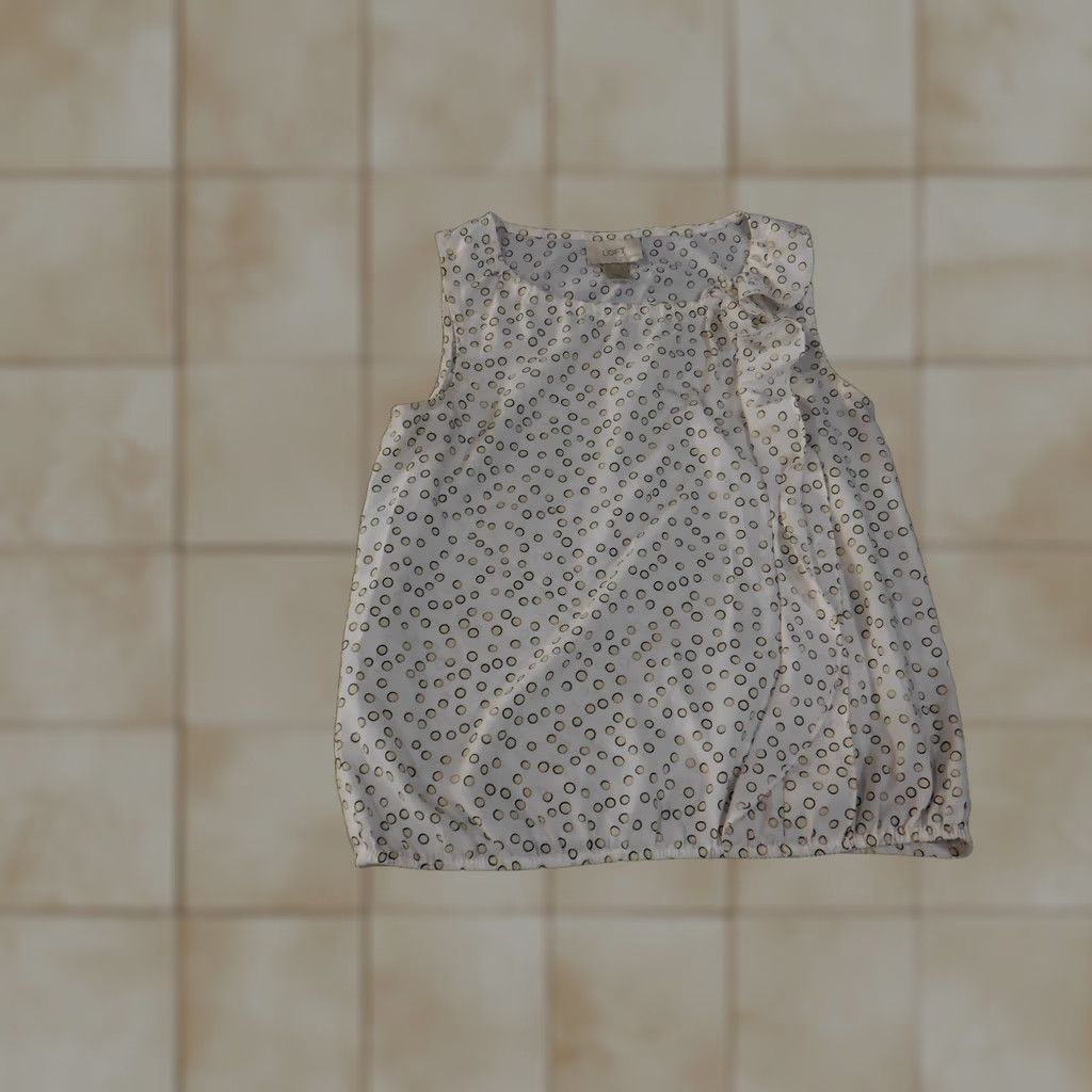 Ann Taylor Ann Taylor Loft Blouse Shirt Petite XS White Polka Dot Sleeveless Round Neck Pullover Casual Women's Top Size XXS / US 00 / IT 34 - 1 Thumbnail