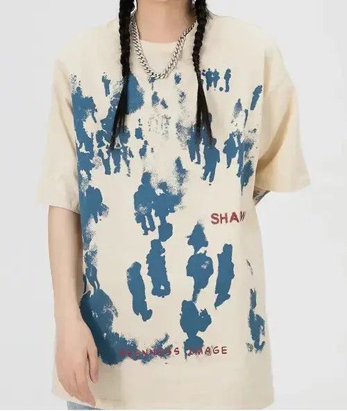 Japanese Brand Unisex Harajuku Shadow Letter Printed Short Sleeve T Shirt Size US M / EU 48-50 / 2 - 1 Thumbnail