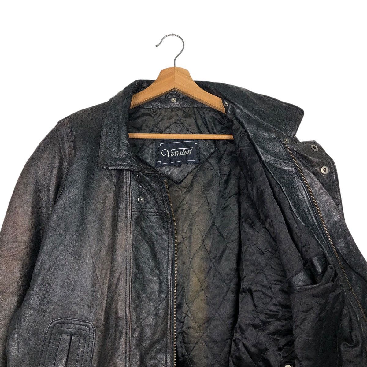 Vintage 📌Vintage Biker Leather Jacket Vivalini Aero Leather Design Size US L / EU 52-54 / 3 - 13 Thumbnail