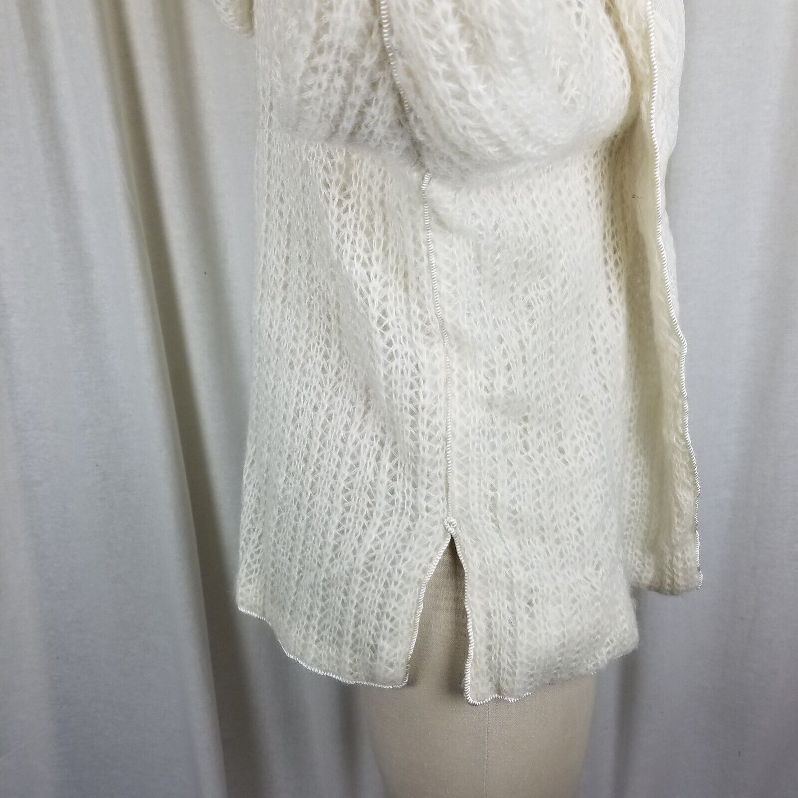 Vintage Vtg Reversible Knit Lace 50s Hooded Cardigan Sweater Jacket Size M / US 6-8 / IT 42-44 - 5 Thumbnail