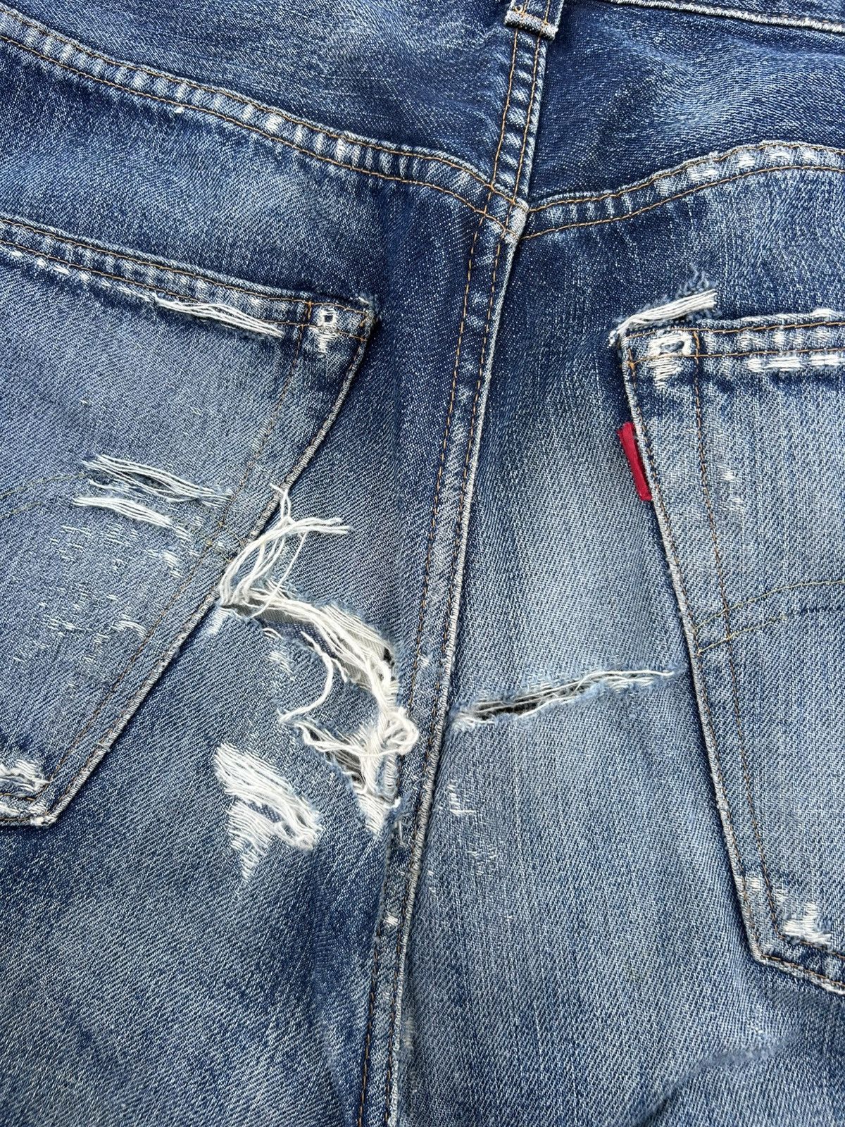 Kapital Thrashed Levis 501XX Big E Selvedge Distressed Denim Jeans Size US 35 - 15 Thumbnail