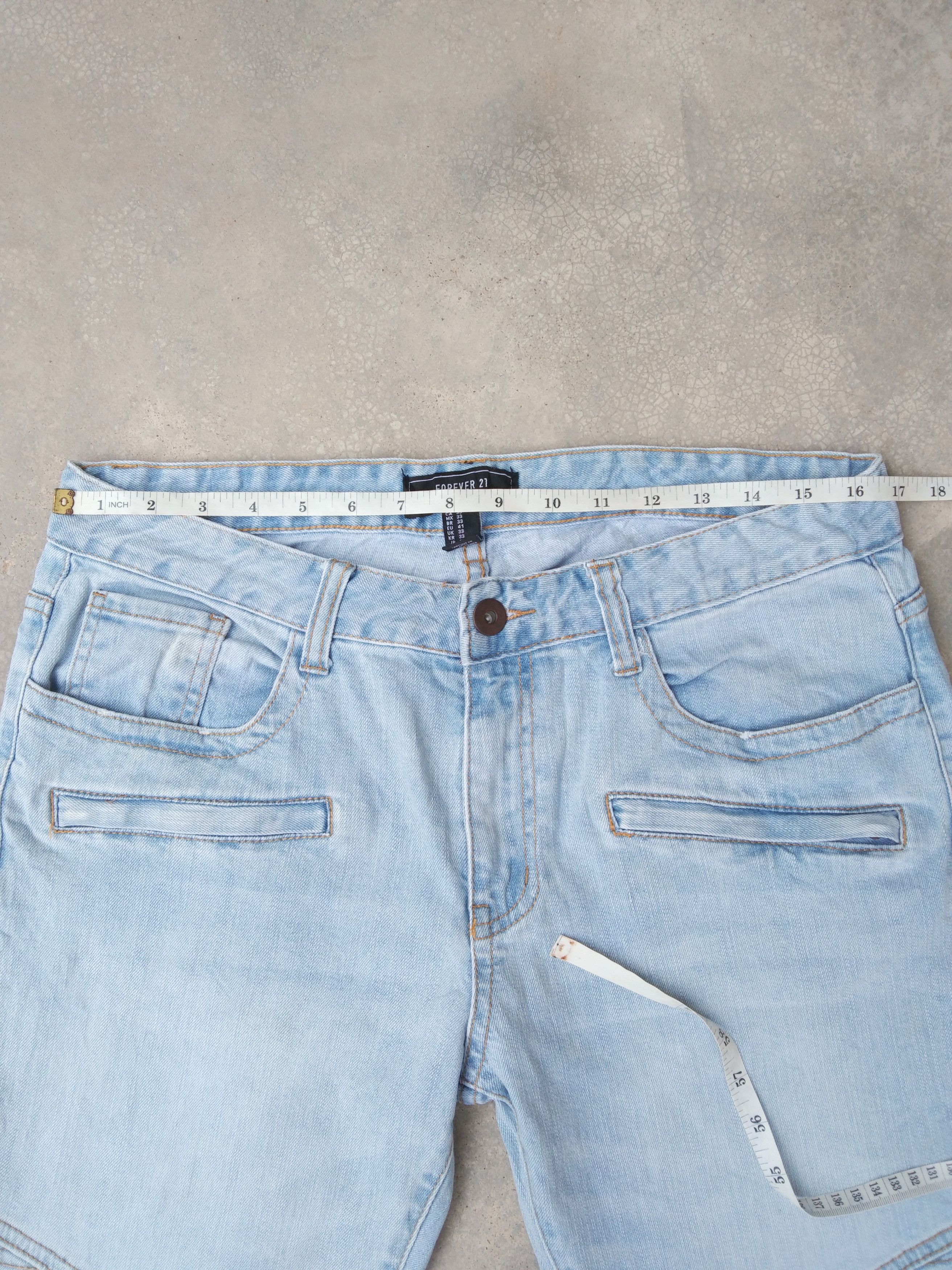 Forever 21 × Jean Forever 21 Bikers Balmain Jeans Style 33x31 Size US 33 - 3 Thumbnail