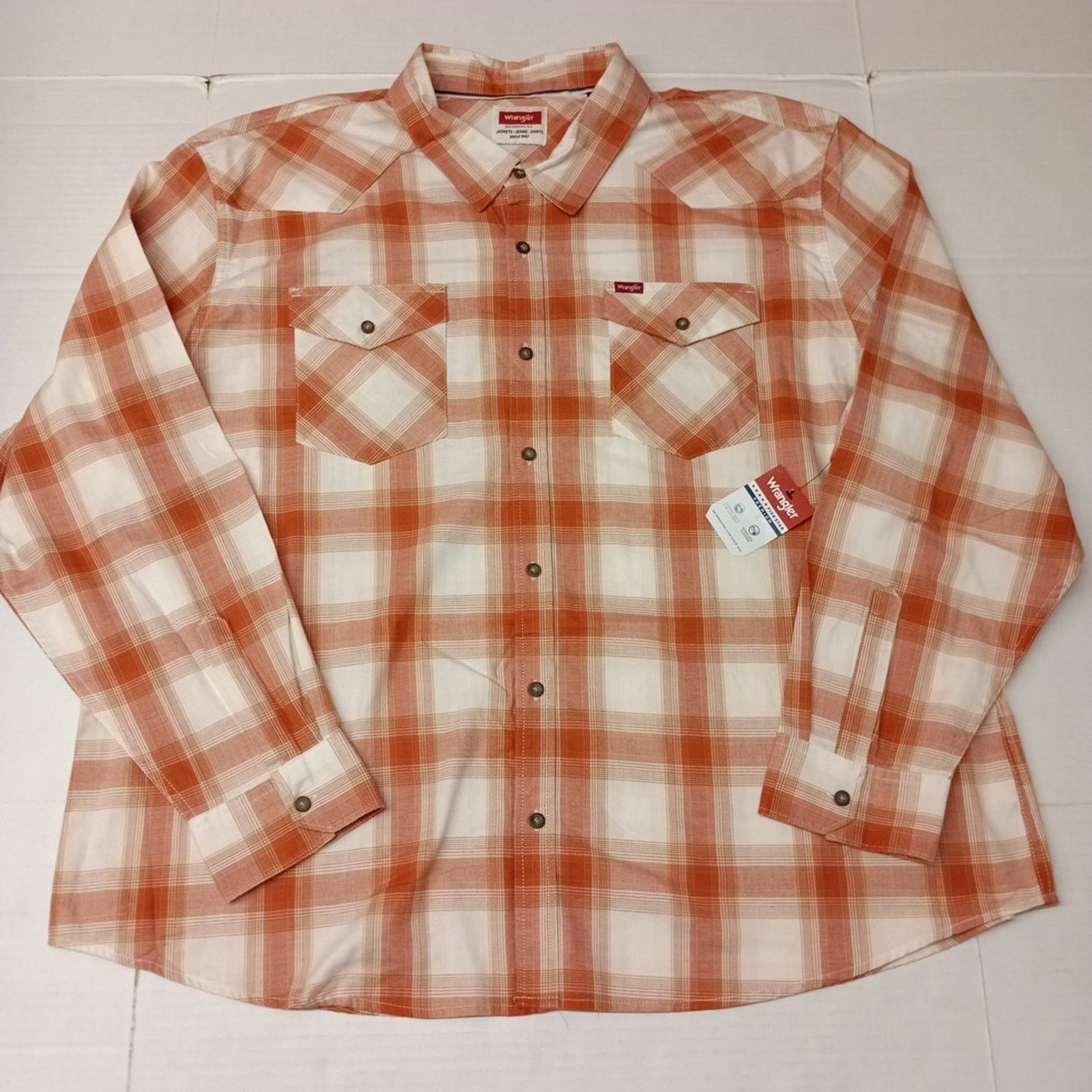 Wrangler Wrangler Cowboy Wash Shirt Men's 3XL Hazel Plaid Twill Woven Size US XXL / EU 58 / 5 - 1 Thumbnail