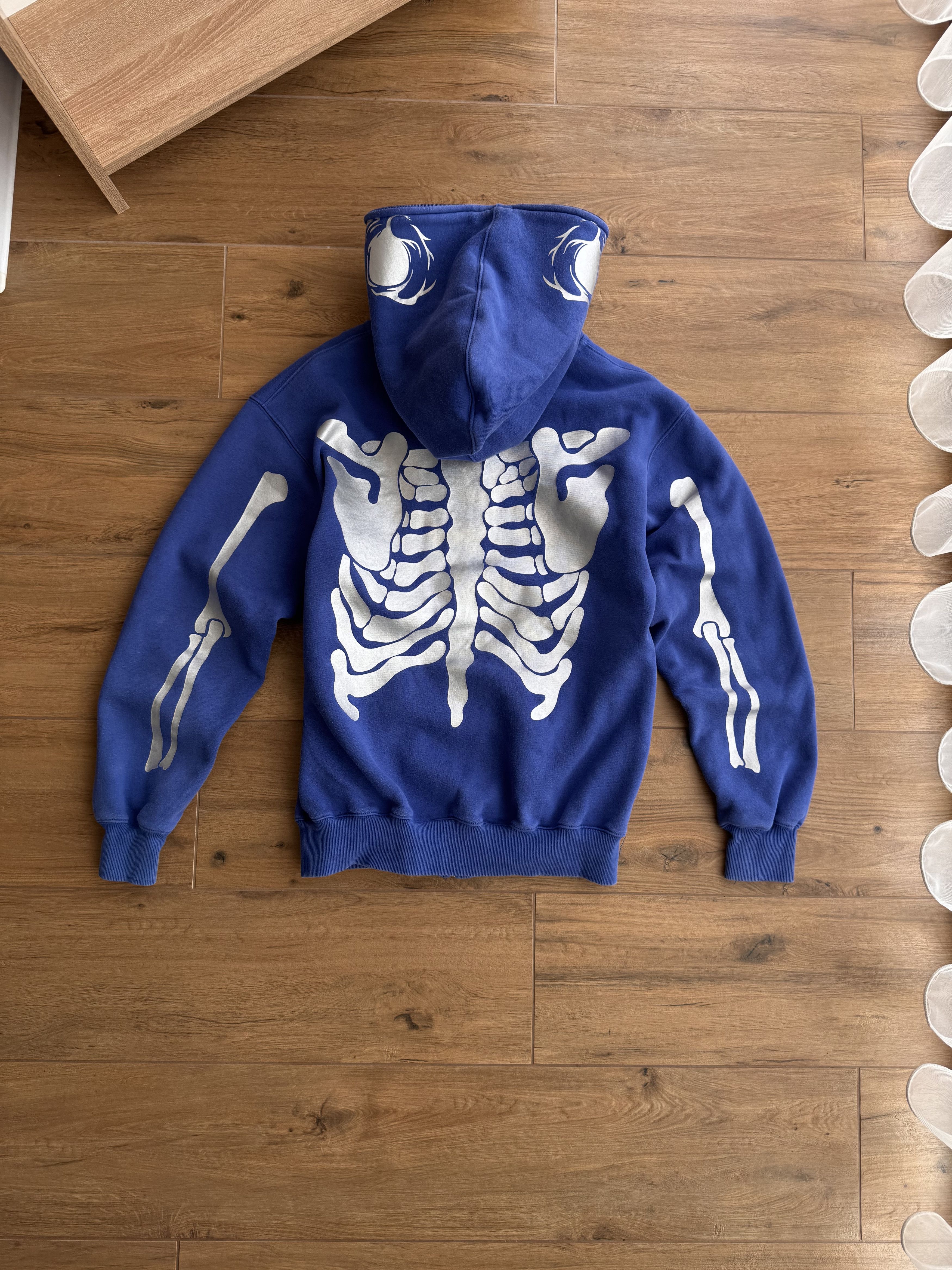 Japanese Brand × Vintage Vintage Kanye West Style Full Zip Skeleton Blue Hoodie Size US M / EU 48-50 / 2 - 7 Thumbnail
