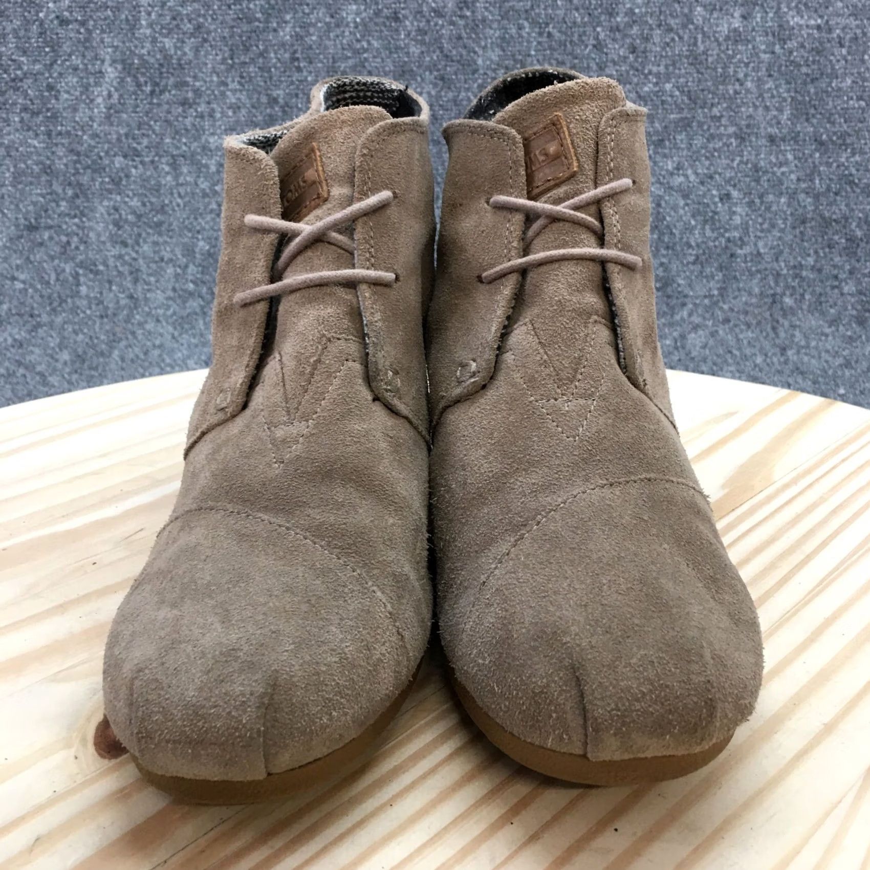 Toms TOMS Boots Womens 10 Desert Wedge Ankle Bootie Brown Suede Lace Up Round Toe Size US 10 / IT 40 - 7 Thumbnail
