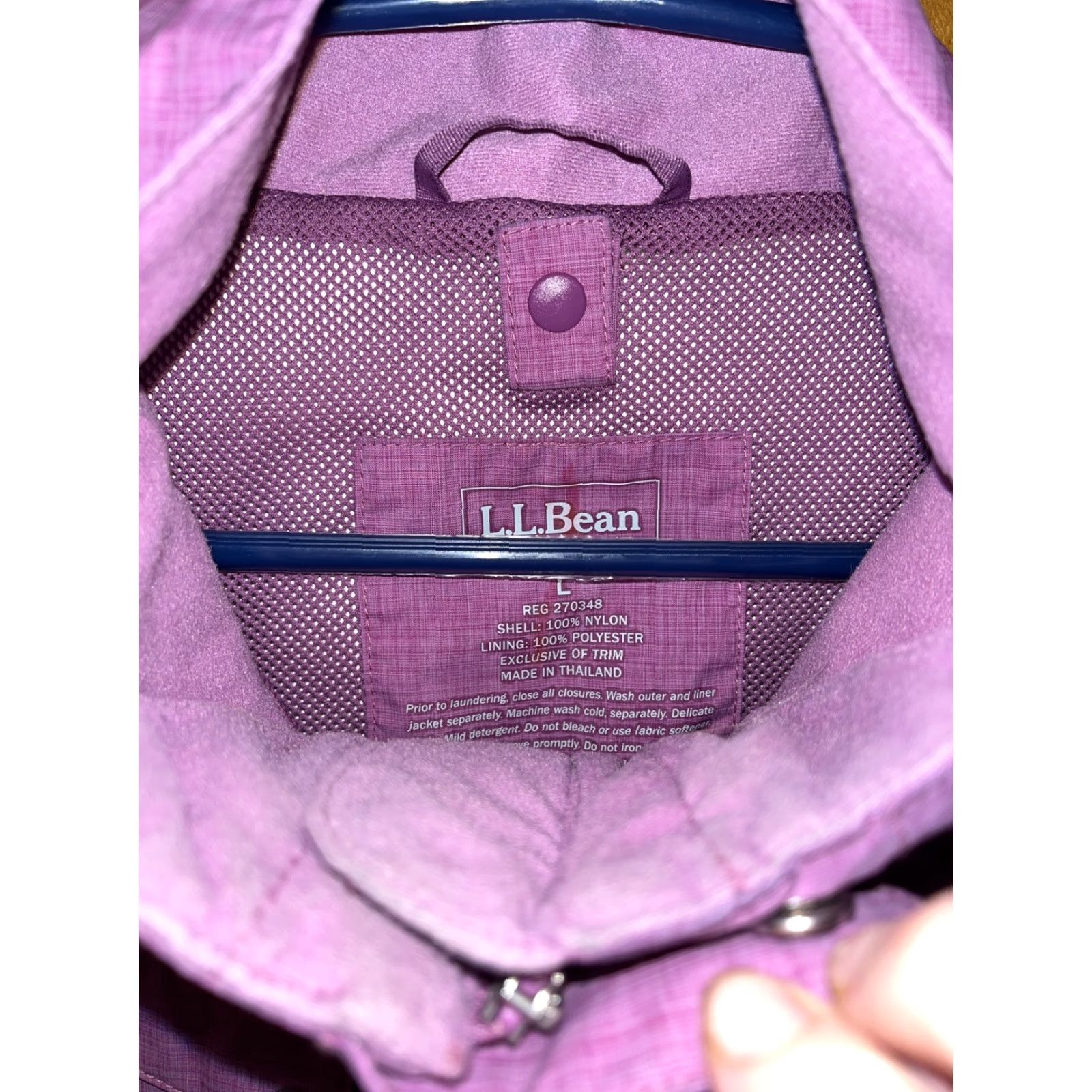 Vintage LL BEAN Womens Windbreaker Coat Purple Large - Regular Size - Full Zip, Pockets - Rain Coat - Outdoor, Maine - Handwashable Coat Size L / US 10 / IT 46 - 3 Thumbnail