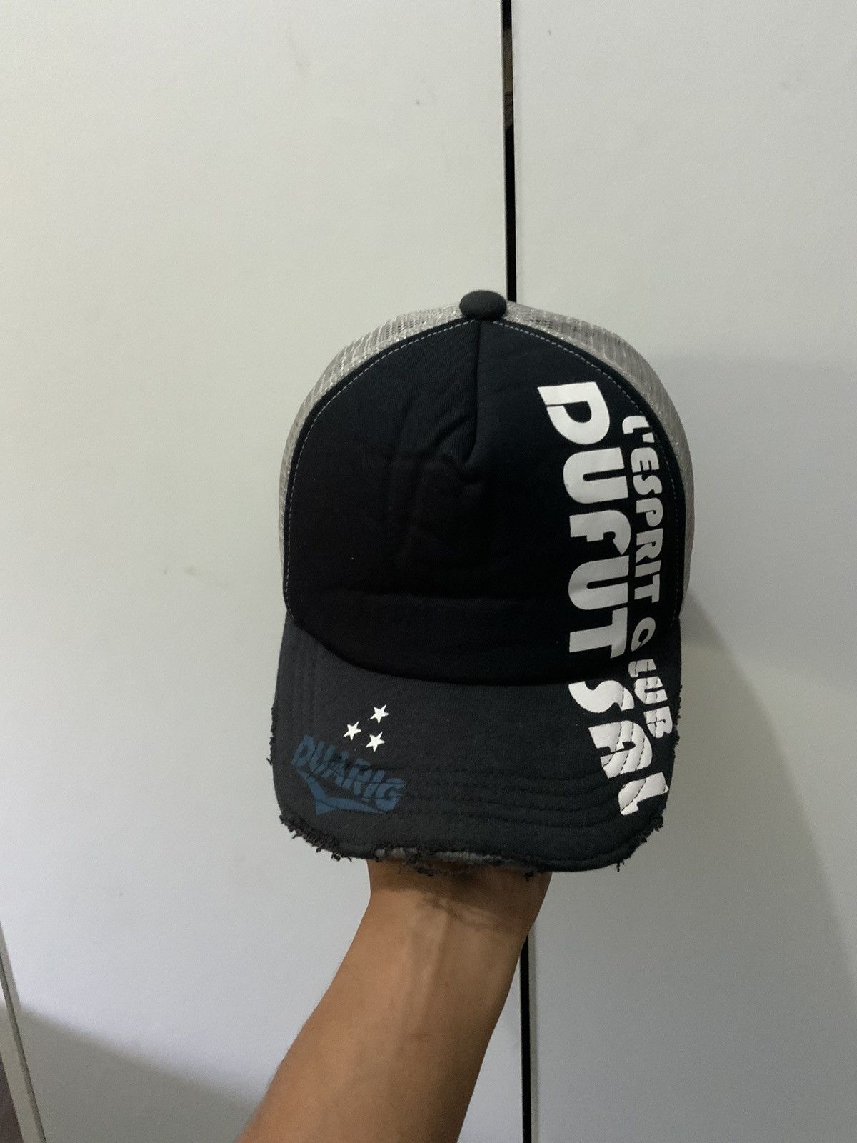 Japanese Brand L’espirit Club Dufitsal Distressed Archive Black Trucker Hat Size ONE SIZE - 1 Thumbnail