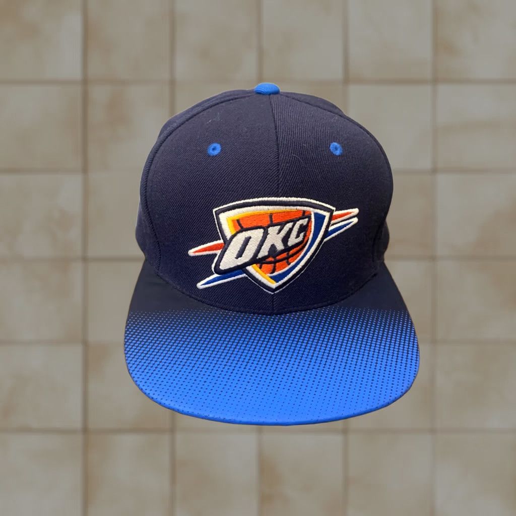 Mitchell & Ness OKC Thunder Mitchell & Ness Logo under Bill Snapback Hat Men Adjustable Blue Cap Size ONE SIZE - 1 Thumbnail