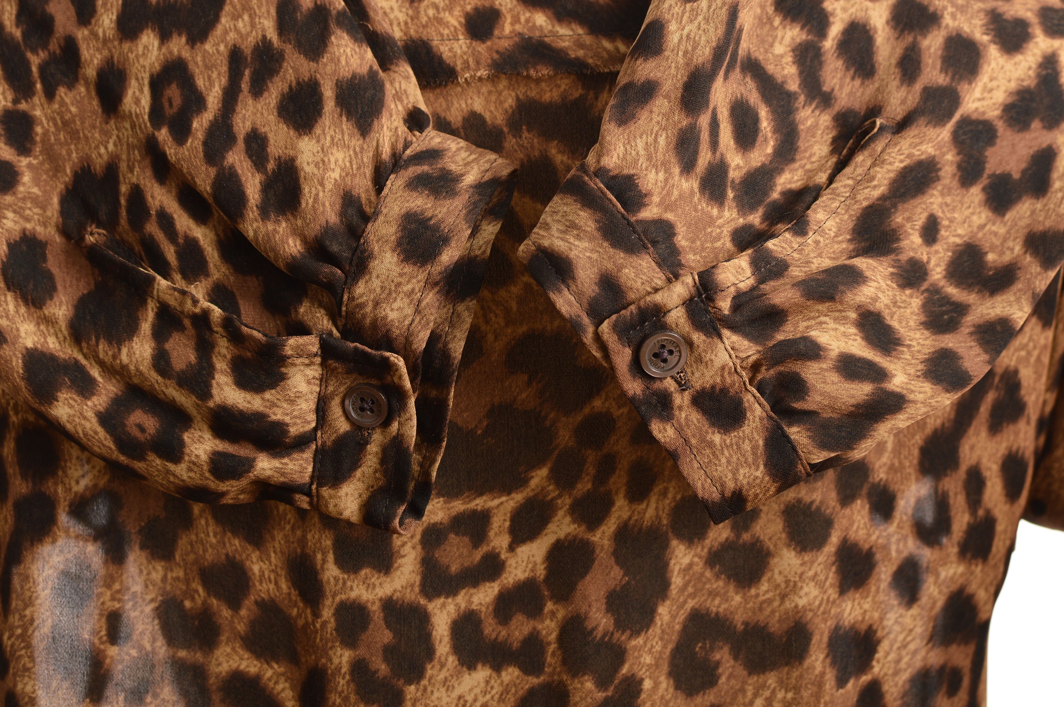 Michael Kors Michael Kors Animal Leo Leopard Print Silk Button Shirt Size L / US 10 / IT 46 - 4 Thumbnail