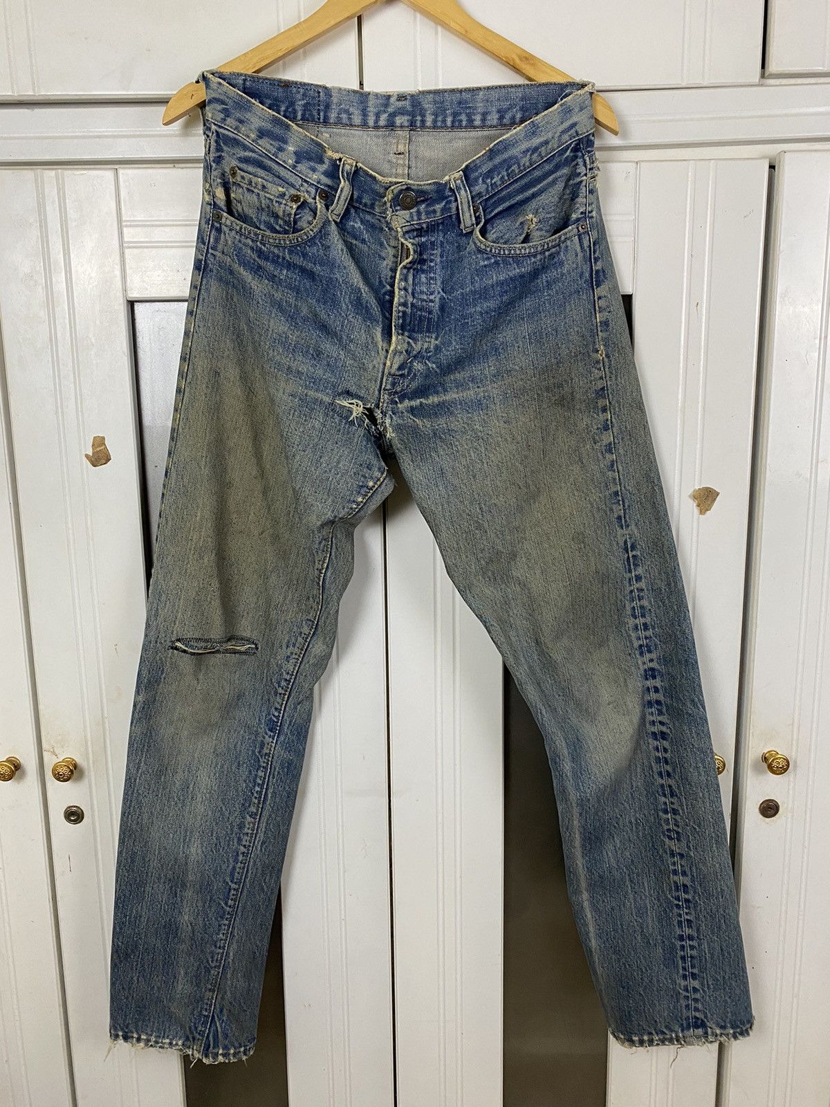 Image of Distressed Denim x Levis VTG Levis 70's 505 Red Tab Jeans Distressed in Blue, Men's (Size 31)