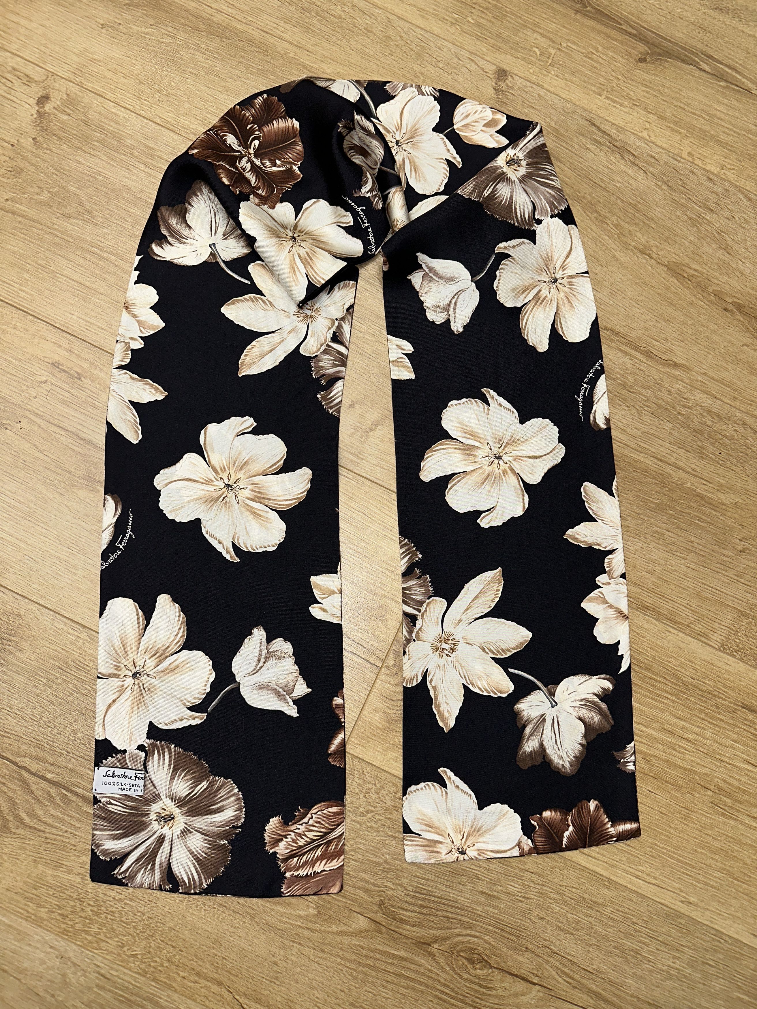 Salvatore Ferragamo Salvatore Ferragamo Silk Floral Scarf Rare Long Neck Tie Size ONE SIZE - 15 Thumbnail