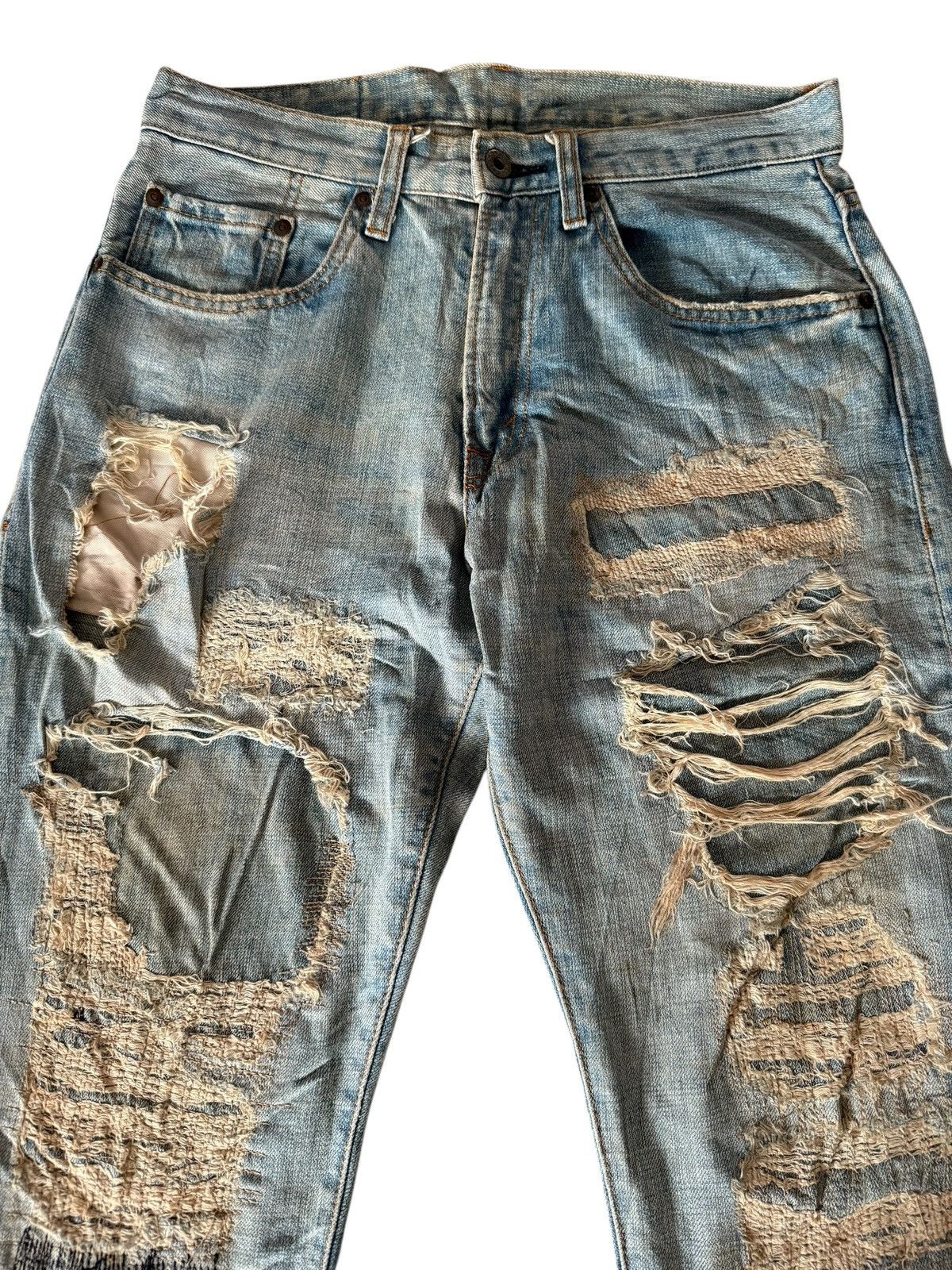 Japanese Brand Japanese Ykk New Max Faded Distressed Rare Design Denim Size US 29 - 2 Thumbnail