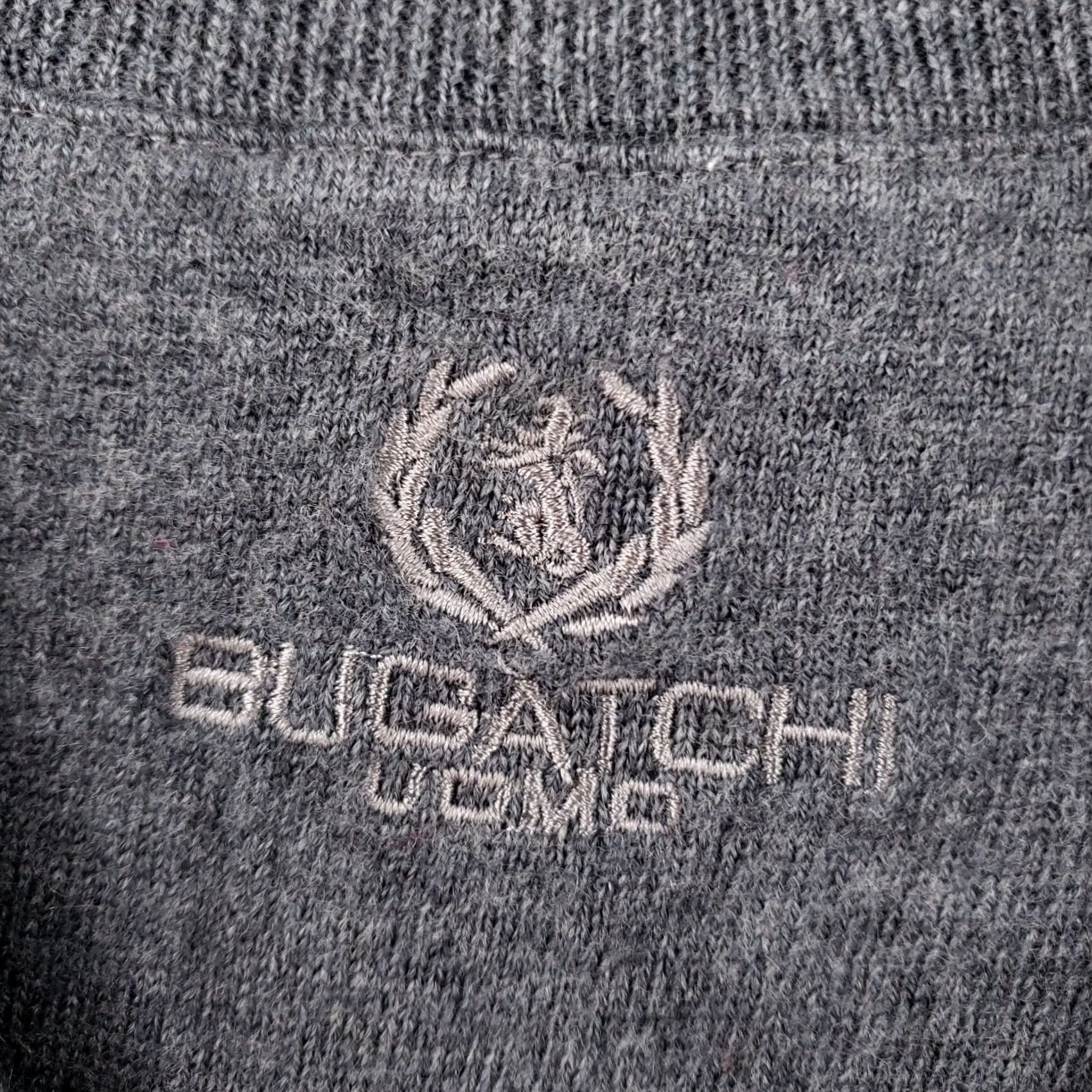 BUGATCHI BUGATCHI Sweater Mens XL Gray Long Sleeve Stripe Merino Wool Pullover Knit Size US XL / EU 56 / 4 - 7 Thumbnail