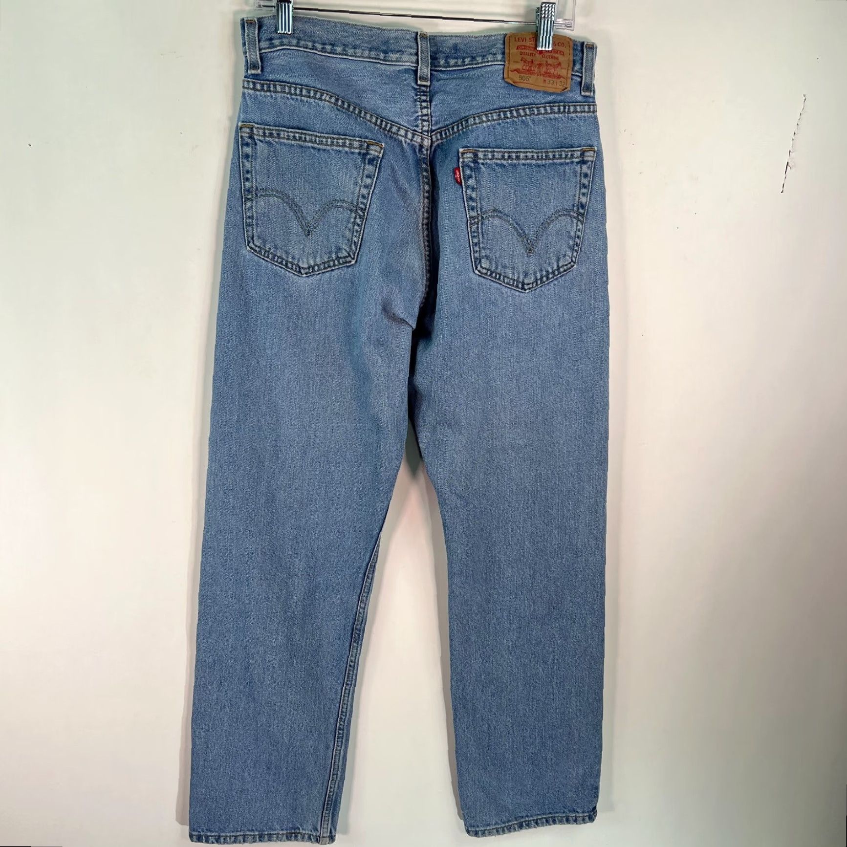 Levi's Levi's 505 Mens Denim Flat Front Straight Leg Regular Fit Blue Jeans Size 33X32 Size US 32 / EU 48 - 2 Thumbnail