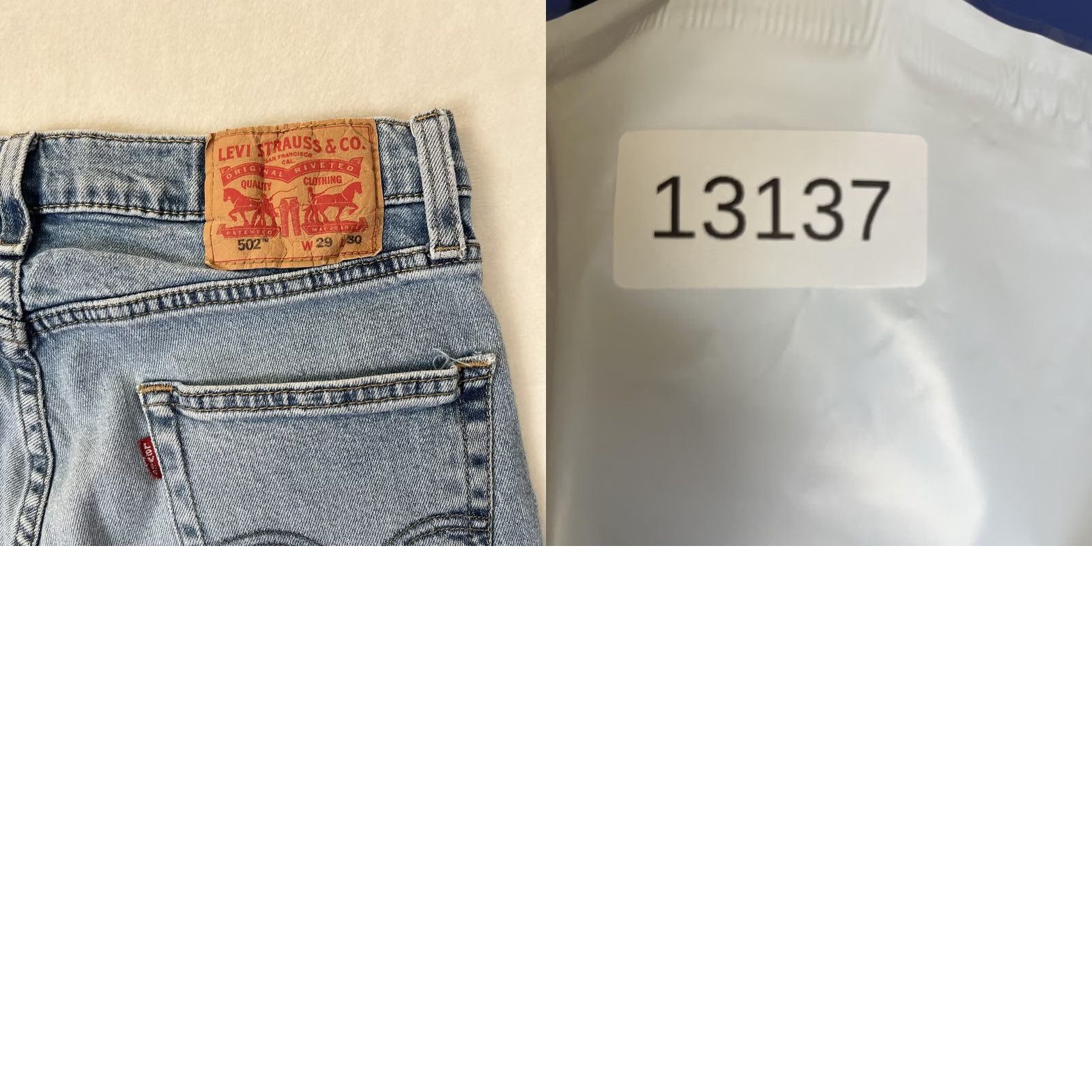 Levi's Levi's 502 Jeans Mens 29x30 Light Wash Blue Regular Taper Denim Stretch Pockets Zip 5-Pocket Size US 29 - 8 Thumbnail