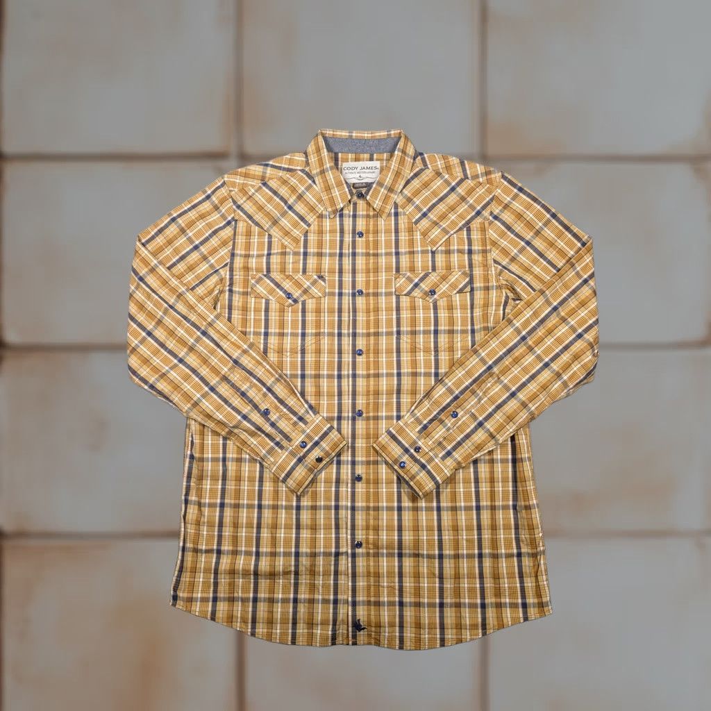 Cody James Cody James Shirt Mens Medium Yellow Plaid Long Sleeve Western Snap Front Cotton Size US M / EU 48-50 / 2 - 1 Thumbnail