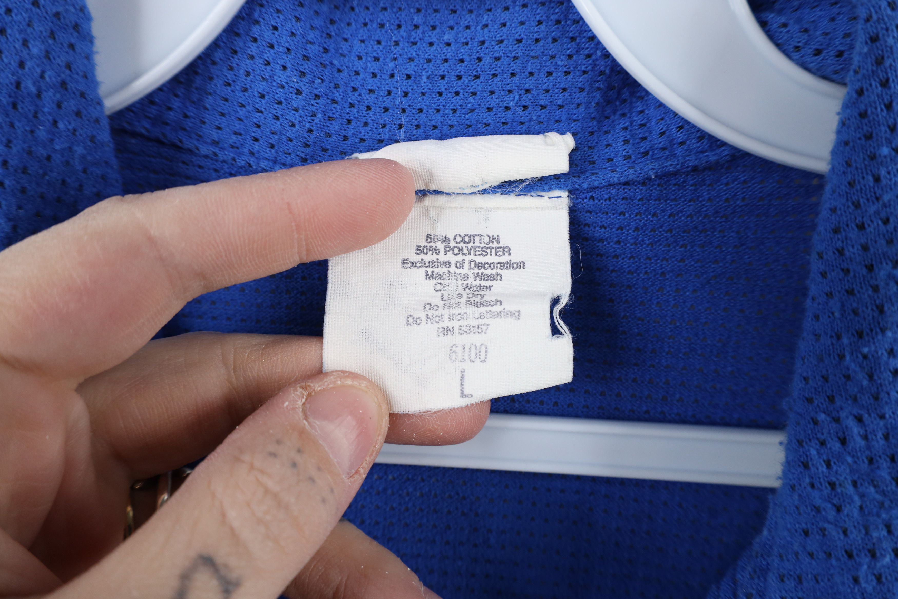 Majestic × Vintage Vintage 90s Majestic Blank Mesh Knit Polo Shirt Blue USA Size US L / EU 52-54 / 3 - 5 Thumbnail