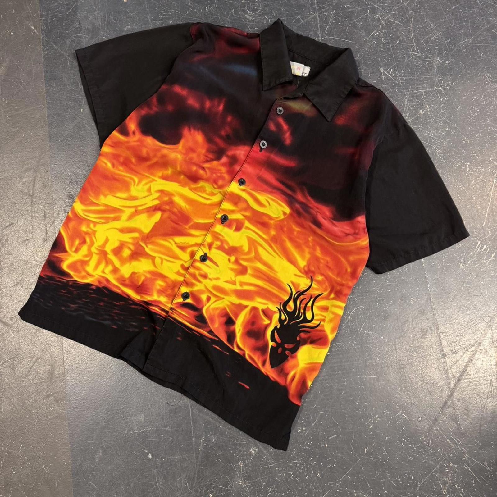 Request Jeans × Vintage Y2K Request Flames AOP Button Up Size US S / EU 44-46 / 1 - 2 Thumbnail