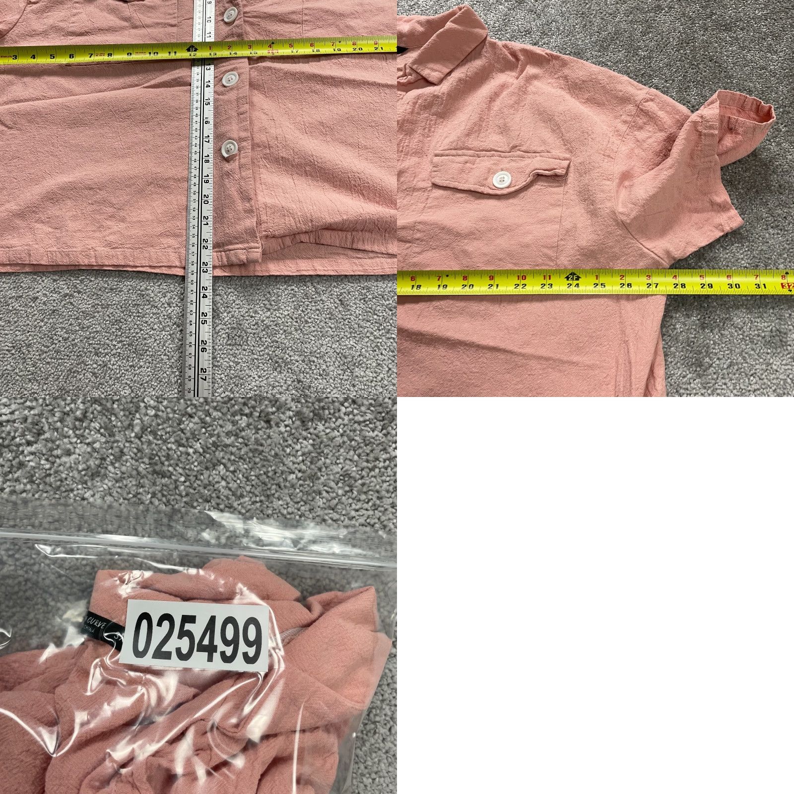 Shein SHEIN Curve Plus Size 3XL Pink Cropped Button Down Blouse Casual Short Sleeve Cotton Womens Size XXL / US 16-18 / IT 52-54 - 8 Thumbnail