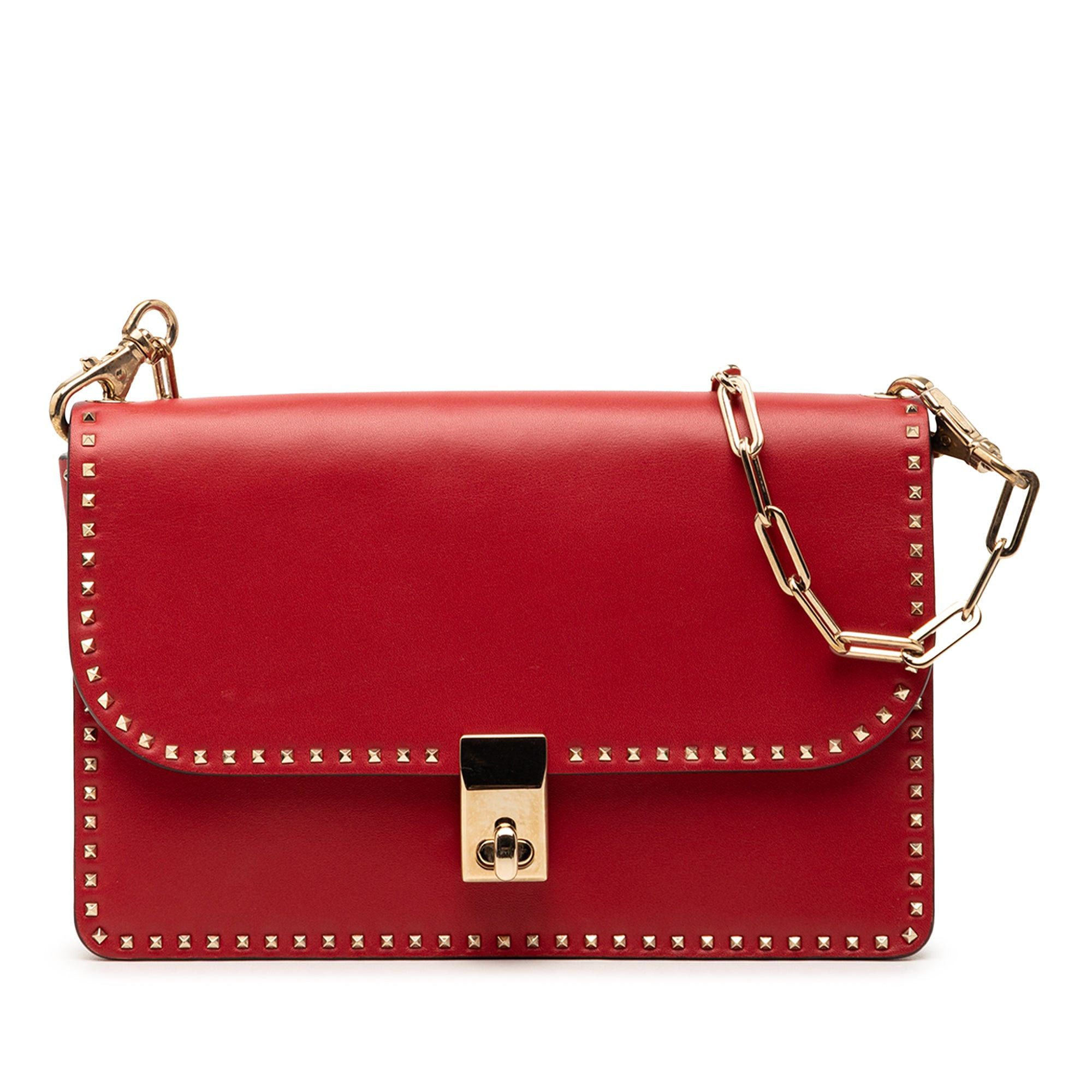 Valentino Leather Rockstud Turnlock Chain Crossbody Size ONE SIZE - 1 Thumbnail