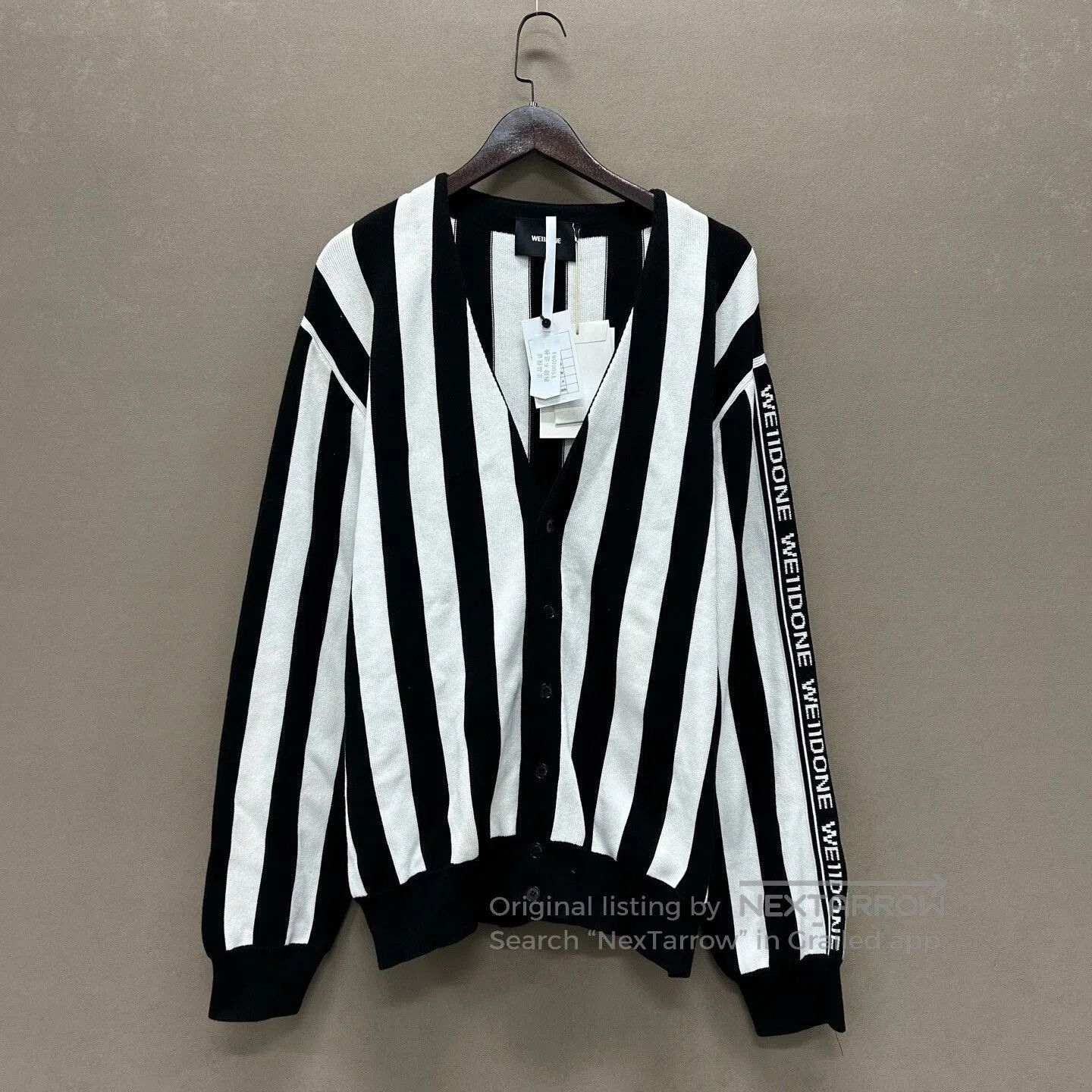 WE11DONE We11done Black White Striped Zipper Cardigan. Size US L / EU 52-54 / 3 - 1 Thumbnail
