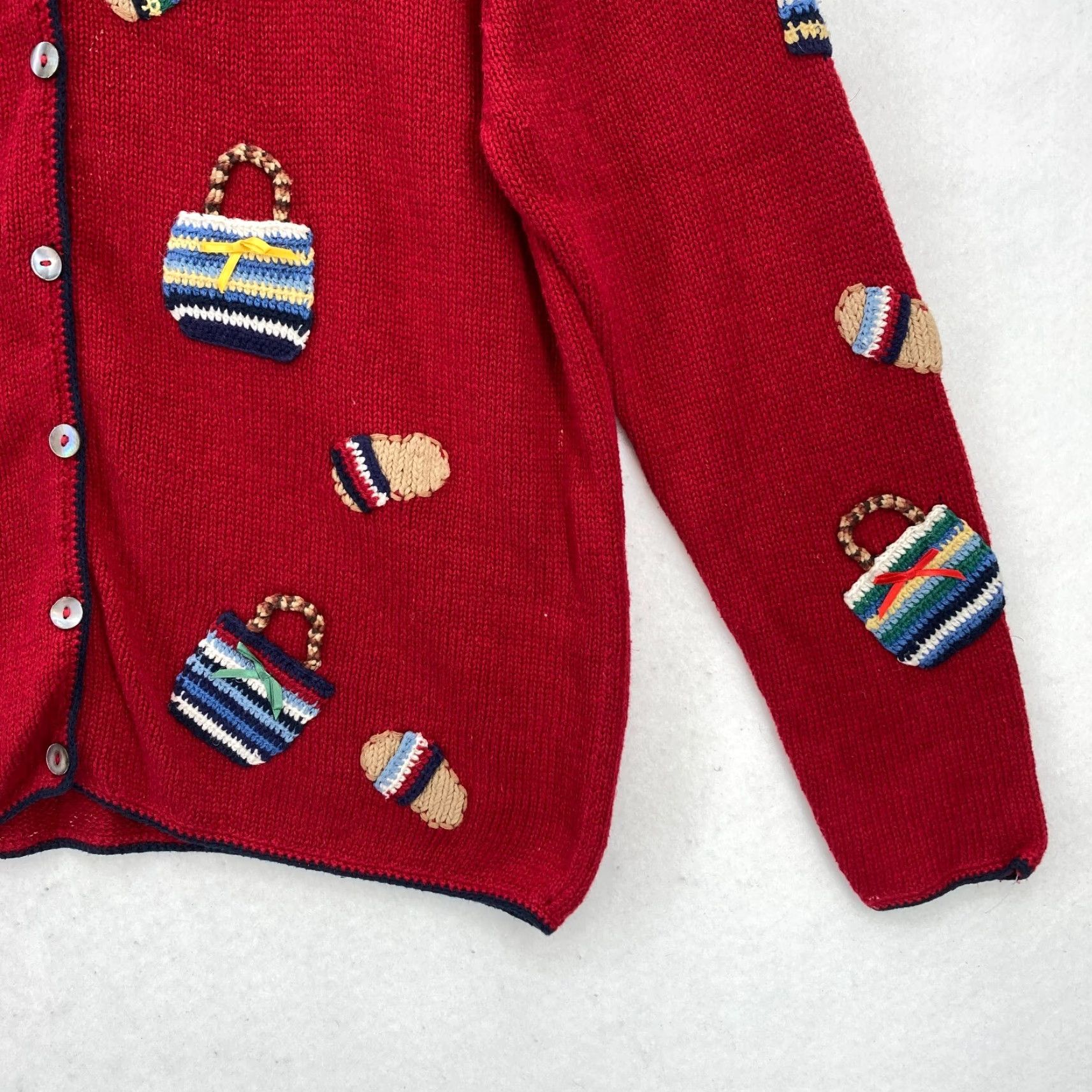 Talbots Talbots Cardigan Women M Red Button Front Sweater Linen Embroidered Summer Nautical Boho Coastal Preppy Size M / US 6-8 / IT 42-44 - 3 Thumbnail