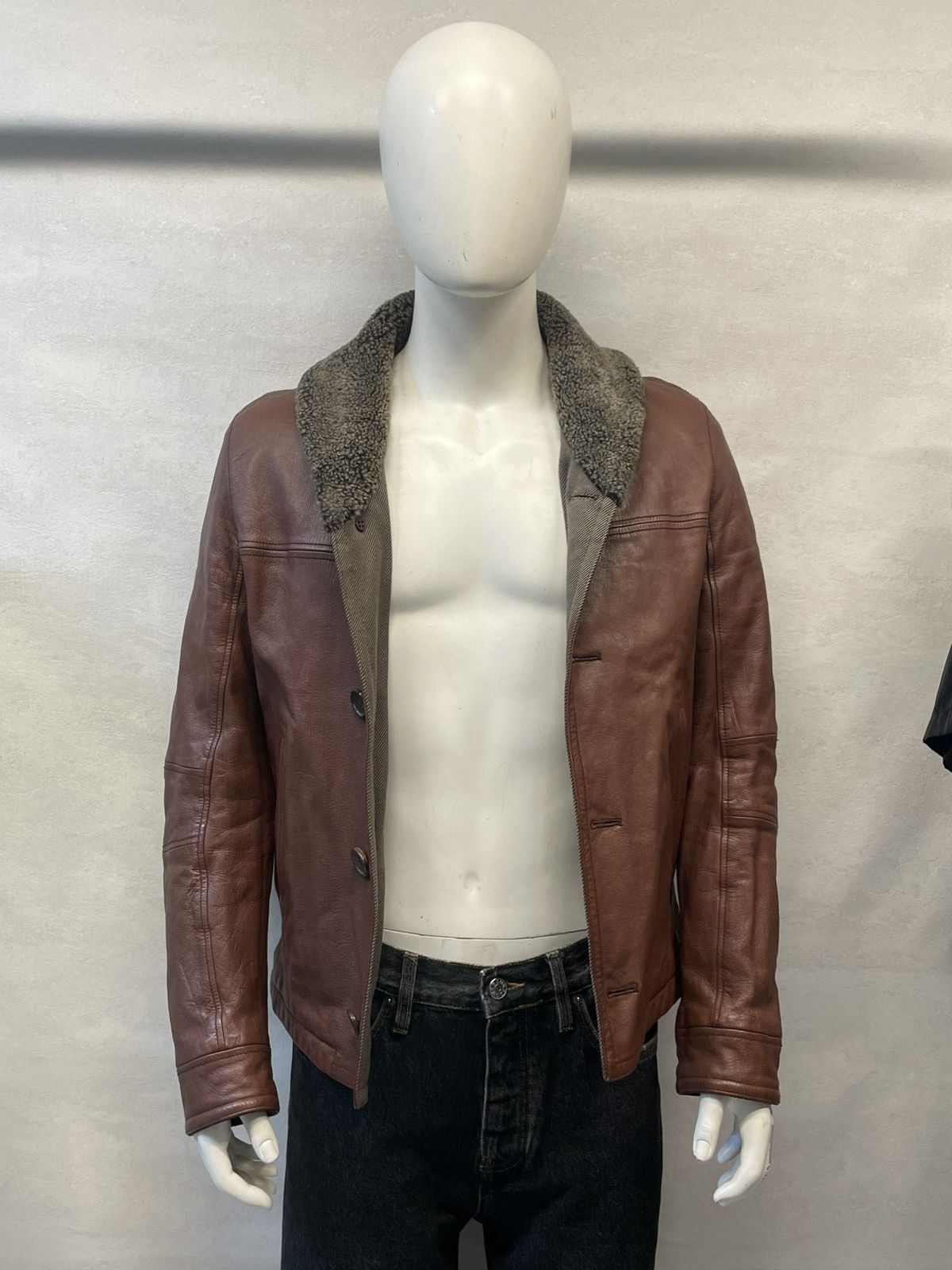 Gucci Shearling Collar Leather Jacket Tom Ford Era Size US M / EU 48-50 / 2 - 12 Thumbnail